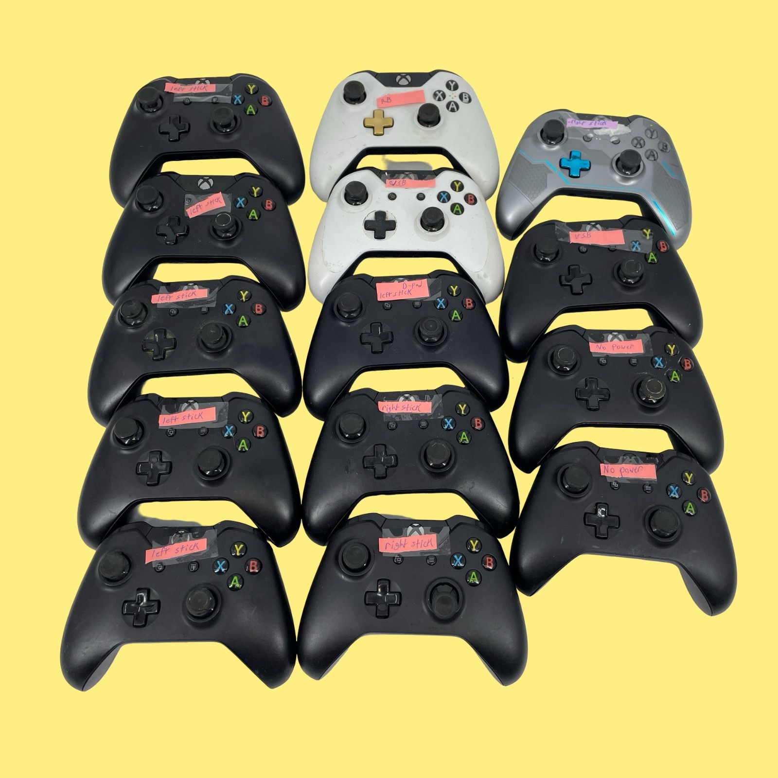 FOR PARTS Lot of 14 Xbox One Controllers 1697 & 1537 Multicolor #5771 z53b11