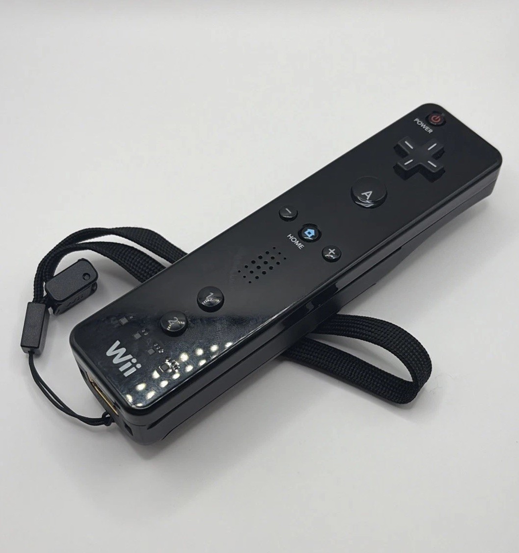 Official OEM Nintendo Wii RVL-003 Remote BLACK** HAS CORROSION STILL WORKS READ