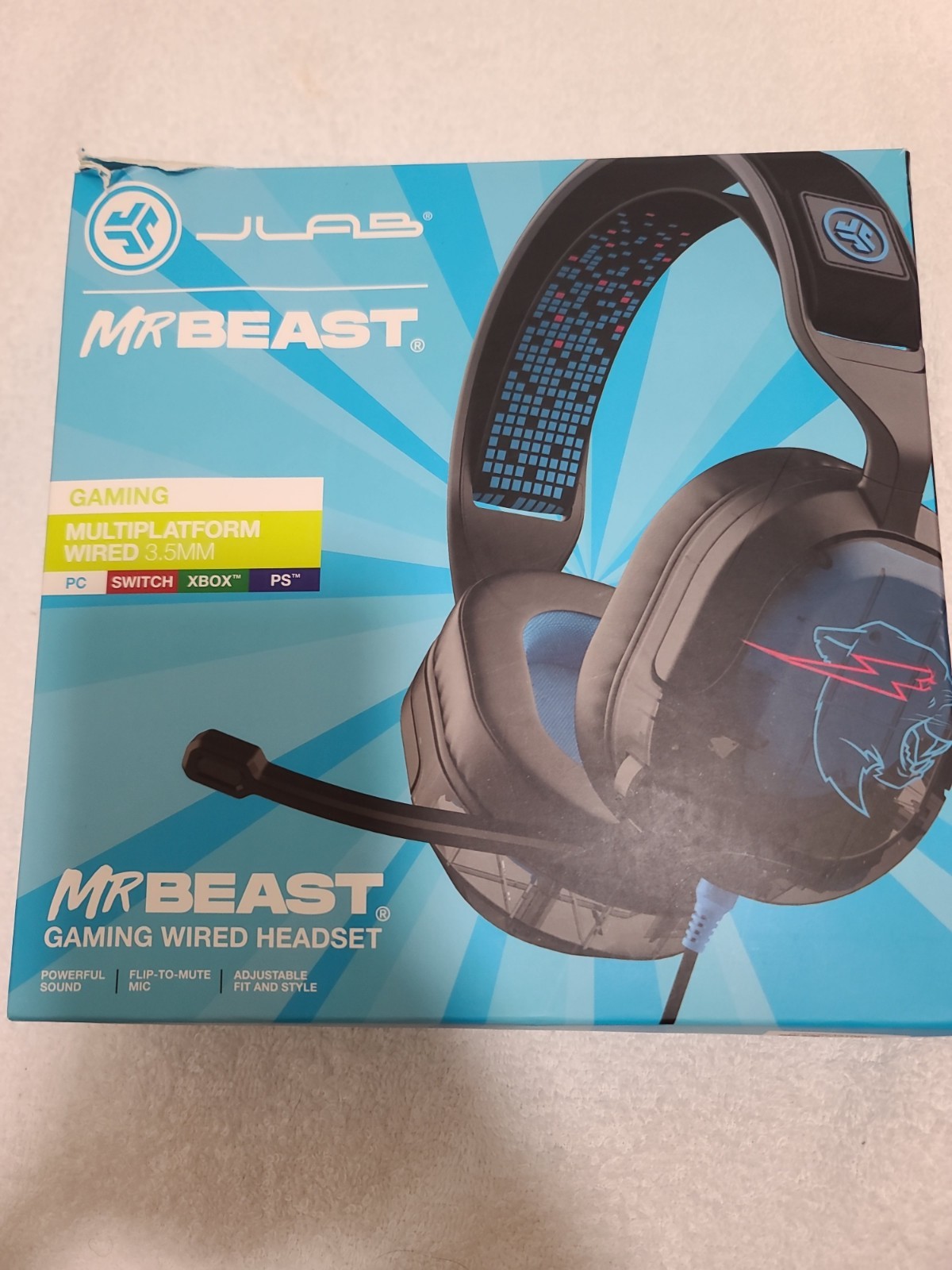 JLab Gaming x MrBeast Nightfall Wired Gaming Headset,PC,Nintendo Switch,Xbox PS5