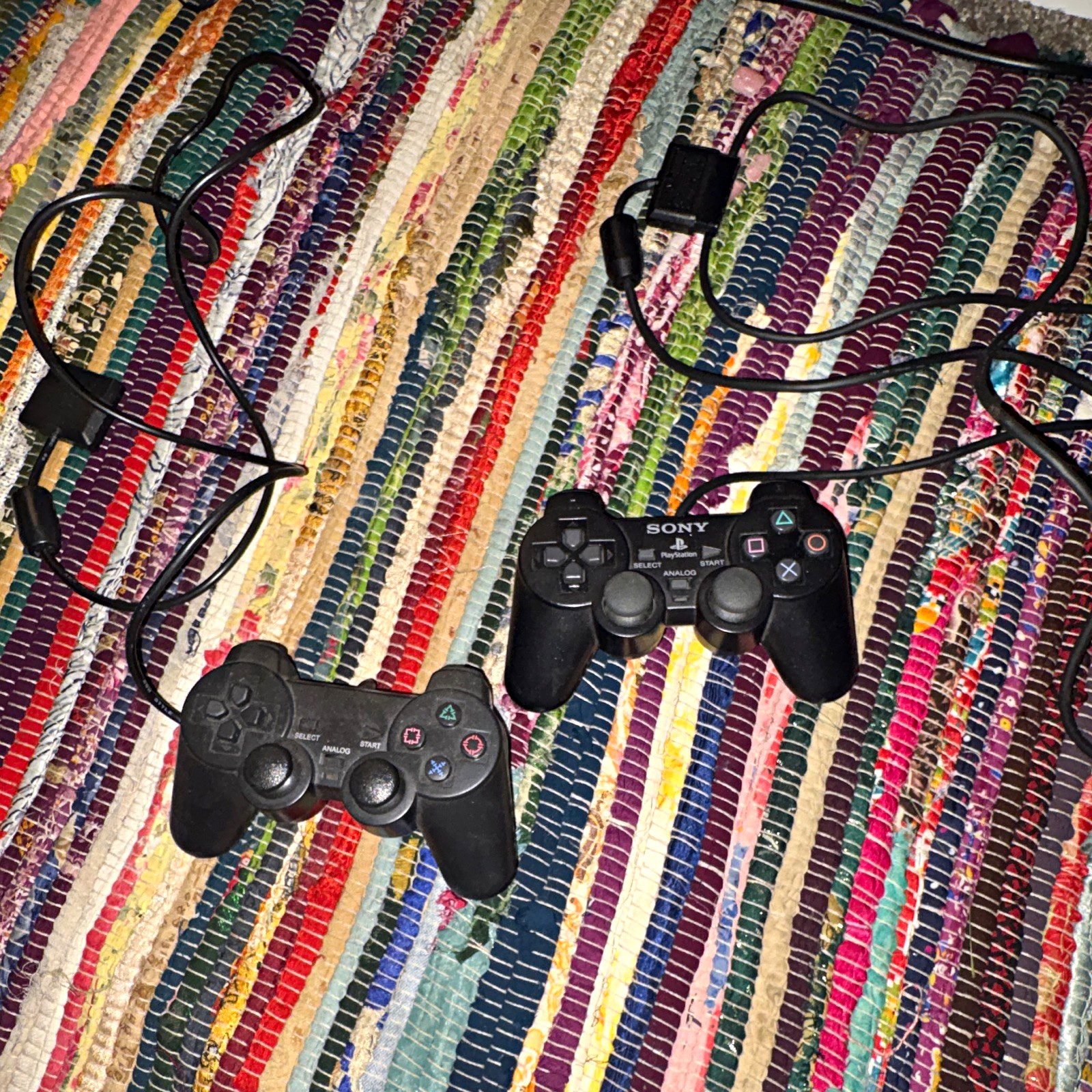 Sony PlayStation 2 PS2 Wired Analog Controllers 2-Pack Black 6ft