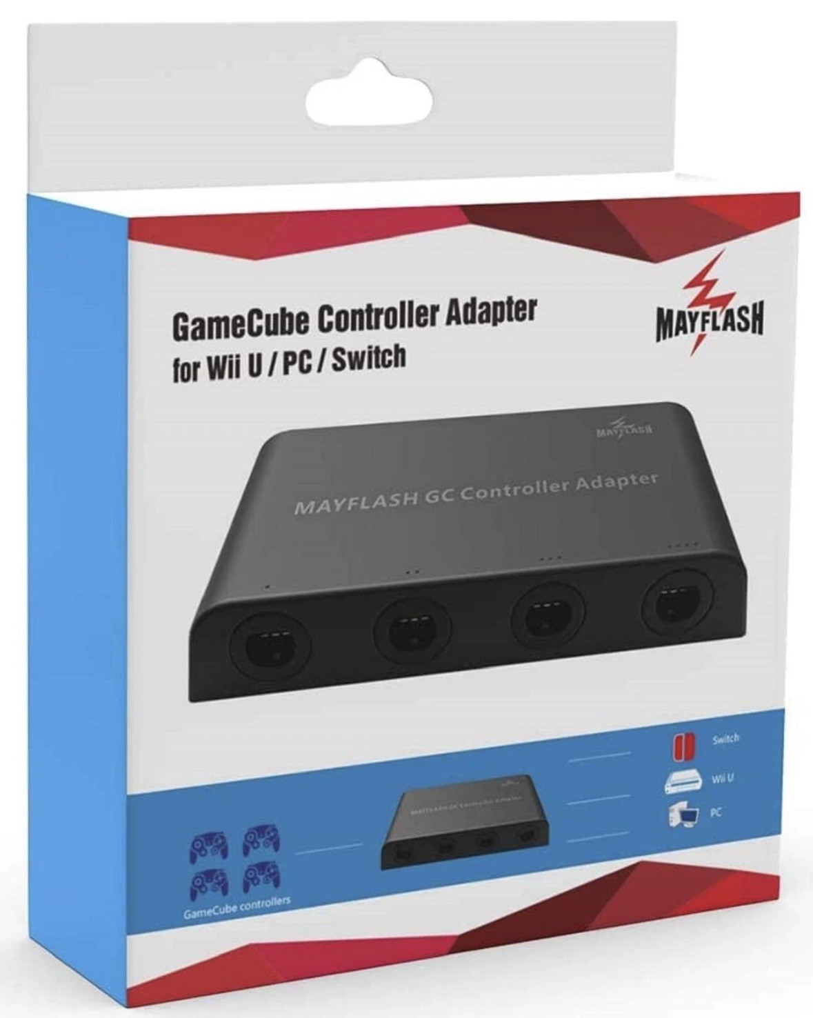 New Mayflash 4 Port Adapter GameCube Controller to Nintendo Switch, Wii U & PC