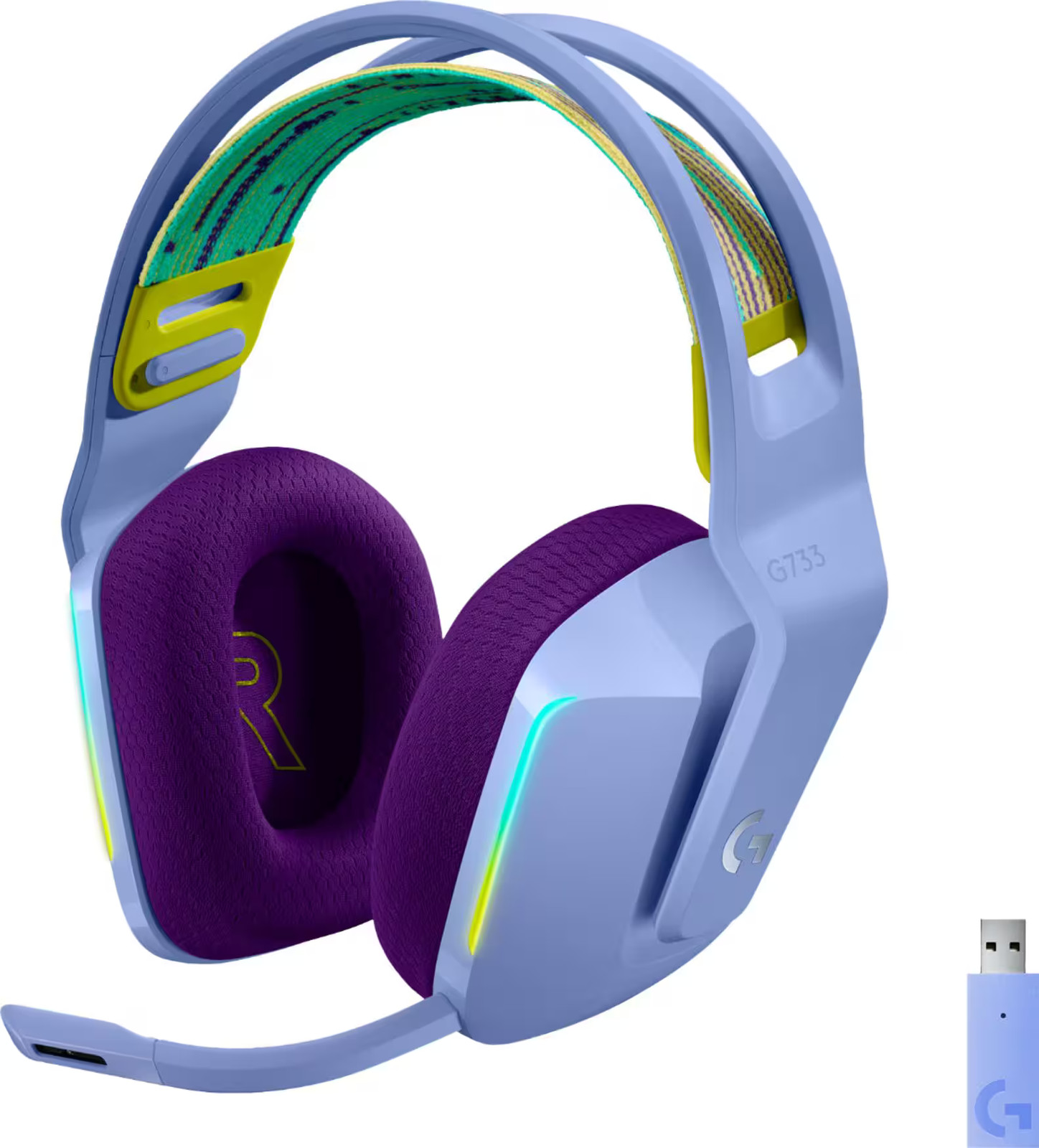 Logitech G733 LIGHTSPEED Wireless Gaming Headset for PS4, PC – Lilac –