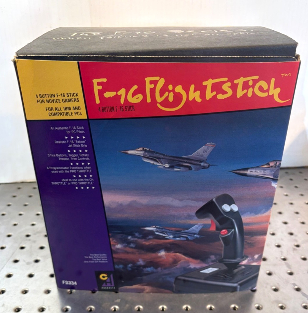 CH Products F-16 FlightStick FS334 NEW Vintage PC Joystick IBM DOS Gameport USA