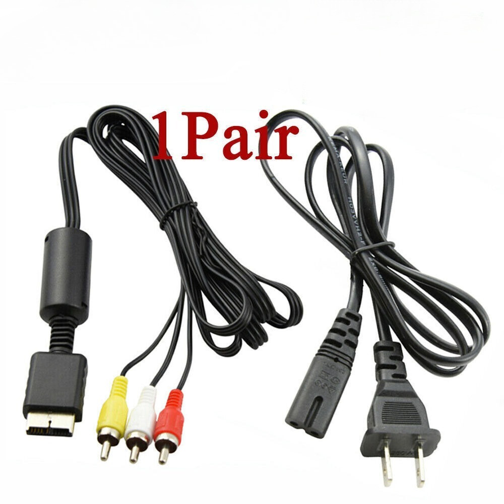 Audio AV RCA+AC Cable Power Supply Adapter Cord For Sony Playstation 1/2 PS2 FAT