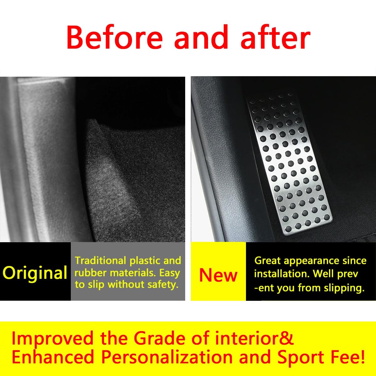 LHD Stainless Steel Footrest Foot Rest Dead Pedal Pad Cover Compatible For A B C