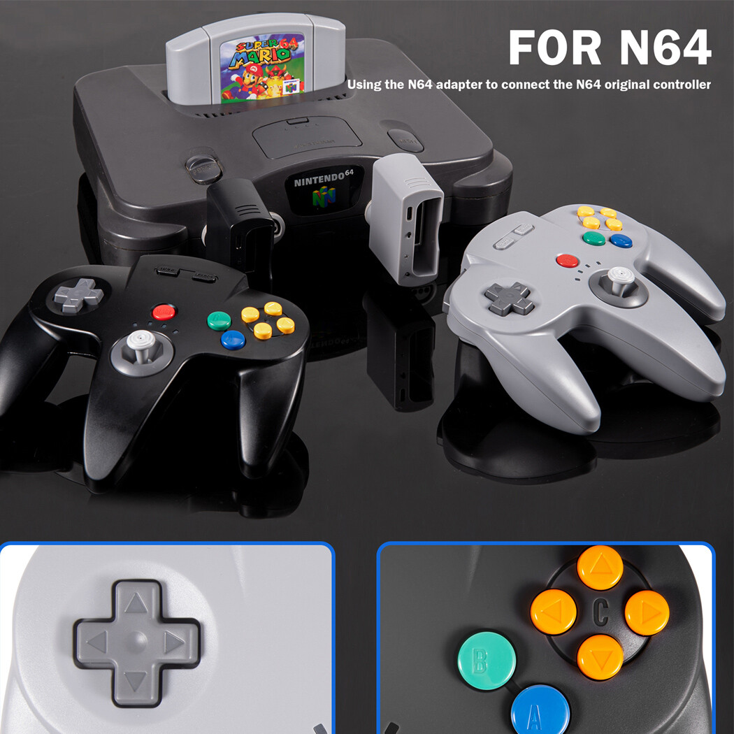 2.4G Wireless N64 Controller Console Gamedpad w/Rumble Pak For Nintendo N64 US