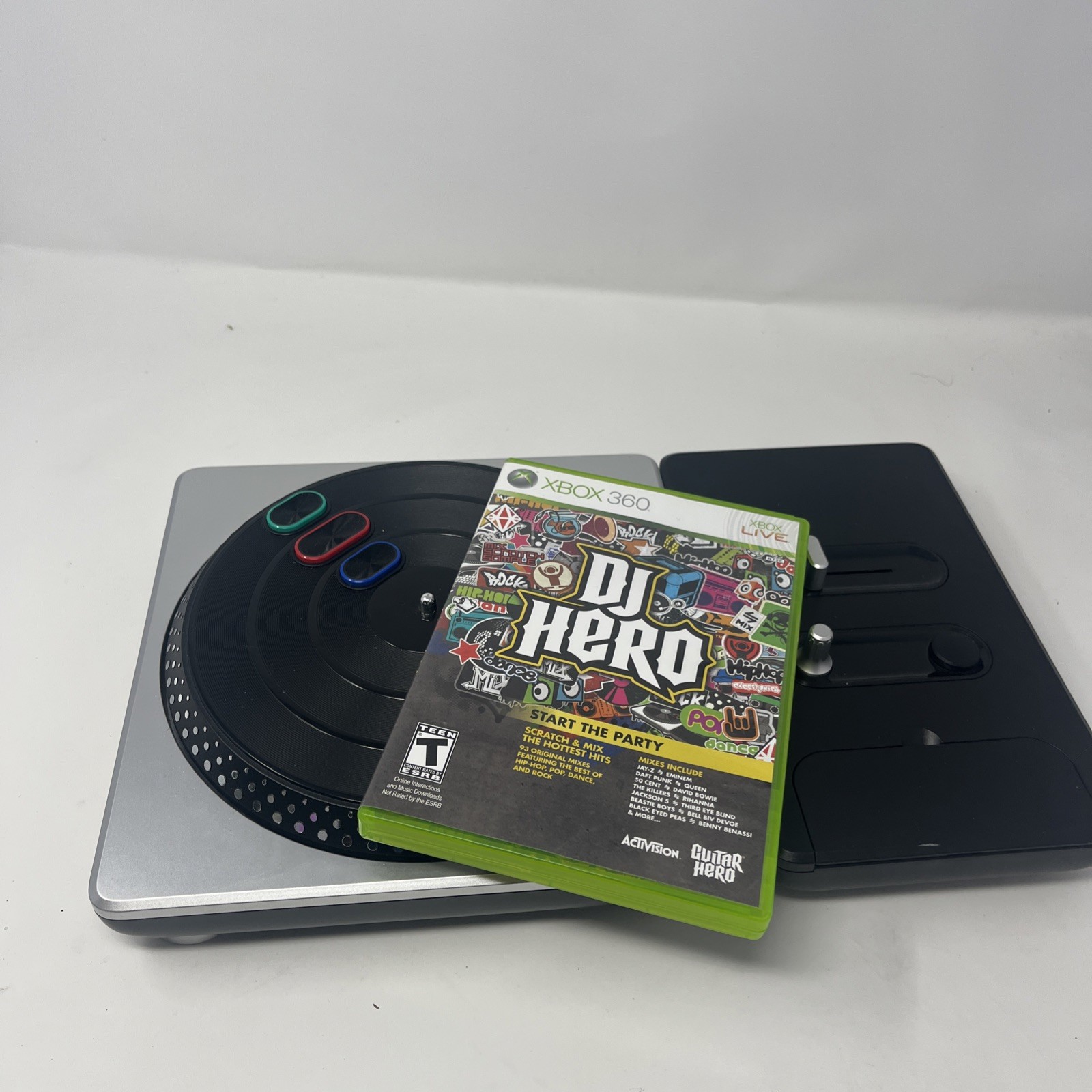 DJ Hero Wireless Turntable Controller Xbox 360 Bundle With Game Tested