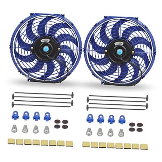 12 Inch Universal Slim Fan Push Pull Electric Radiator 12V 12 Inch-2PCS Blue