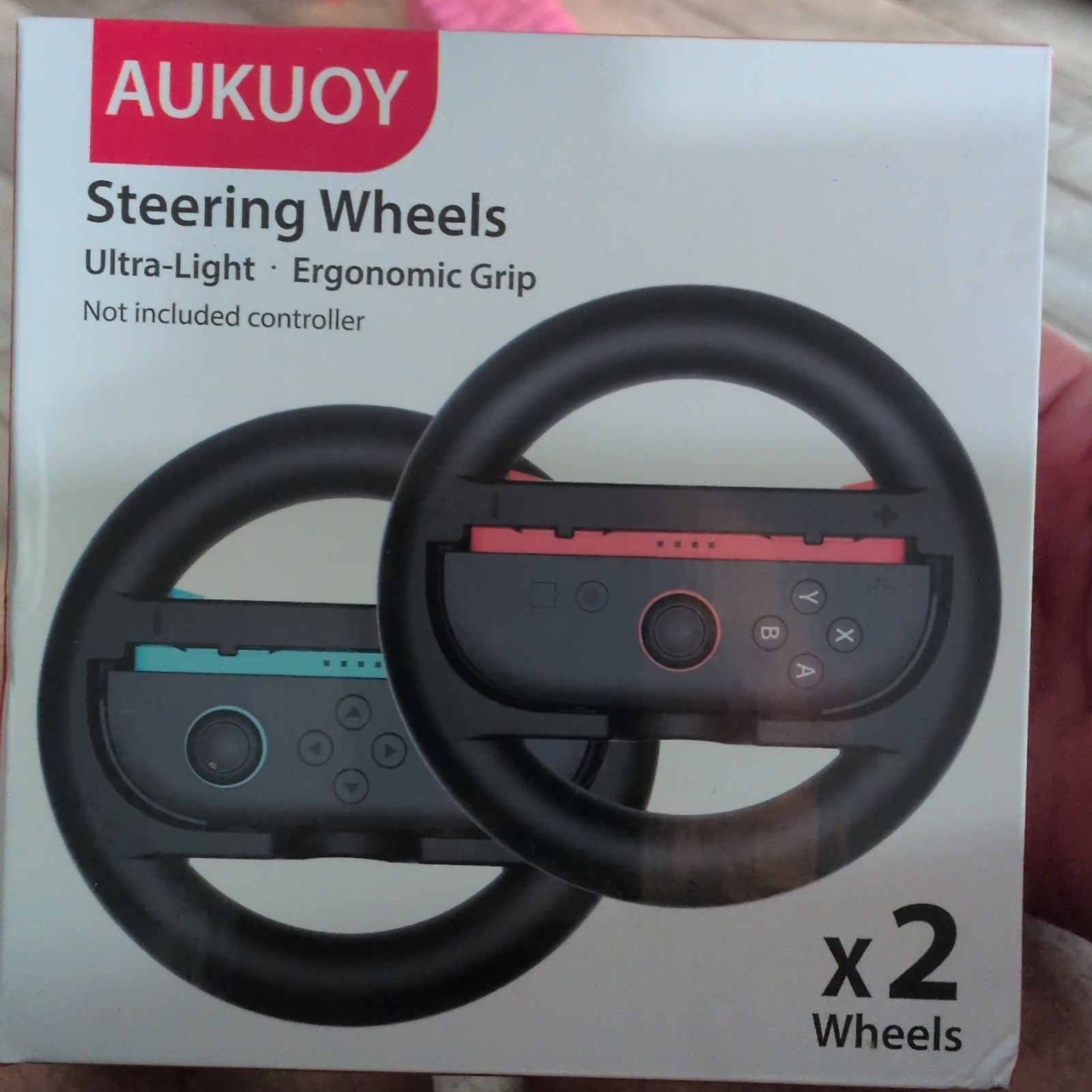 AUKUOY SW205 NSW2 Steering Wheel Attachments x2 Ultra-Light Ergonomic Grip Black