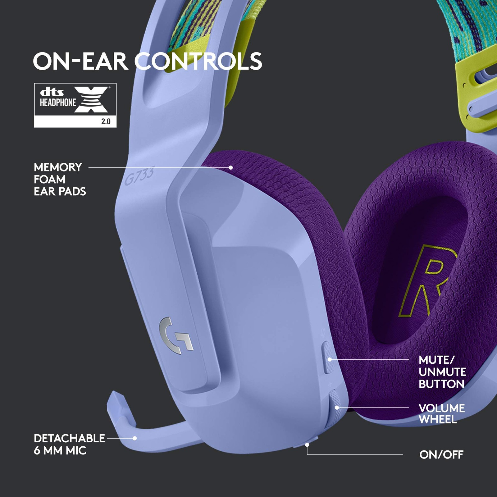 Logitech G733 LIGHTSPEED Wireless Gaming Headset for PS4, PC – Lilac –