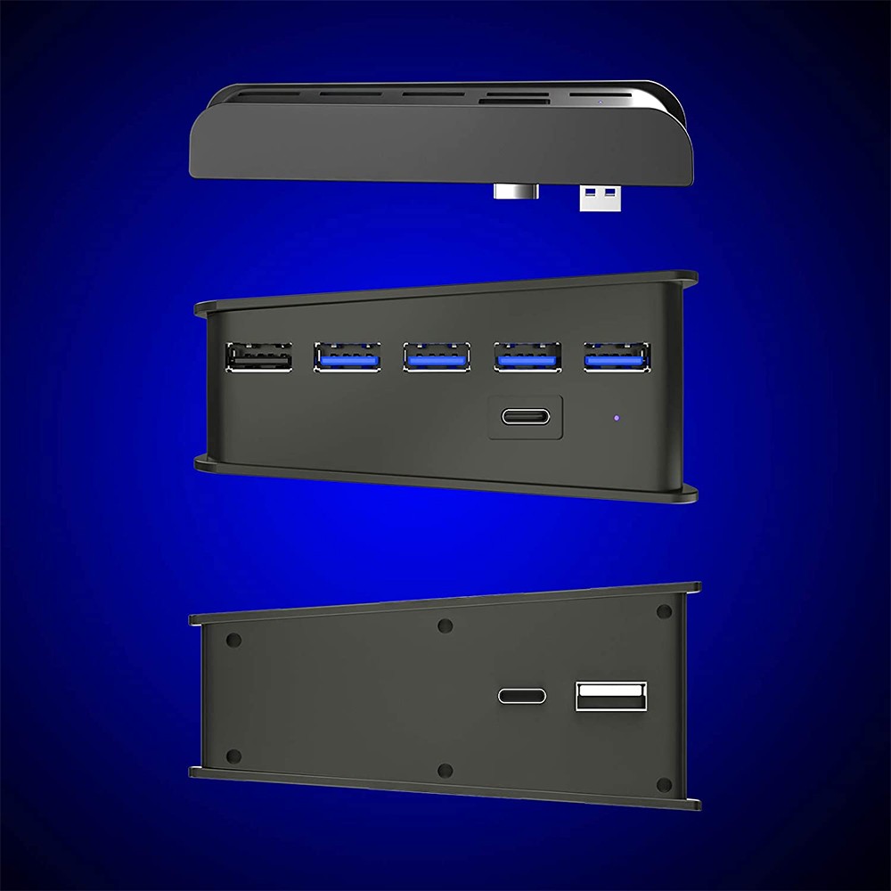 ABS 6-Port Extend USB Hub Adapter Splitter For Sony PS5 PS4 Pro Game Console D