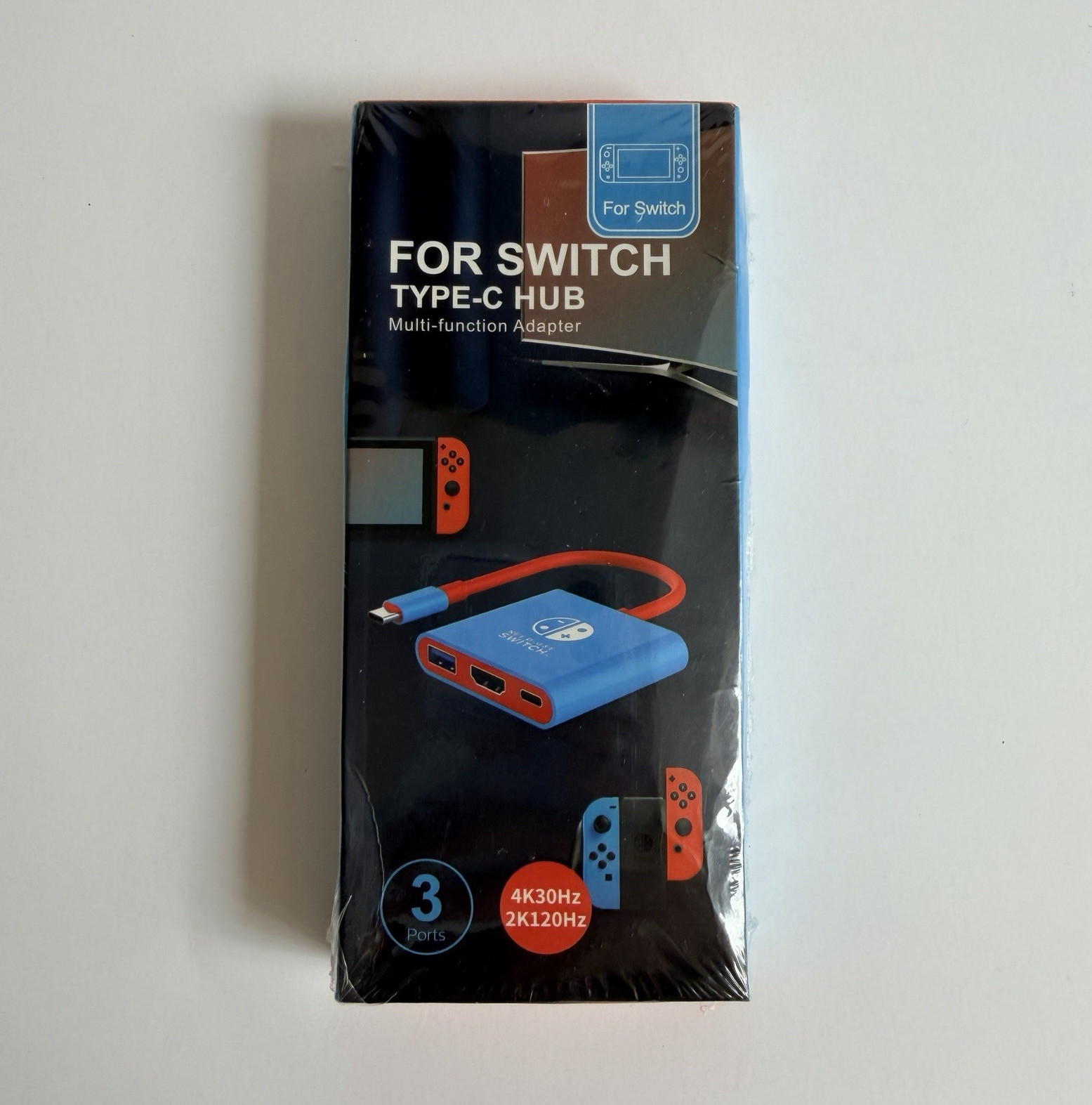 Nintendo Switch Type-C Hub 3-in-1 USB-C to HDMI 4K Adapter 11in Blue/Red
