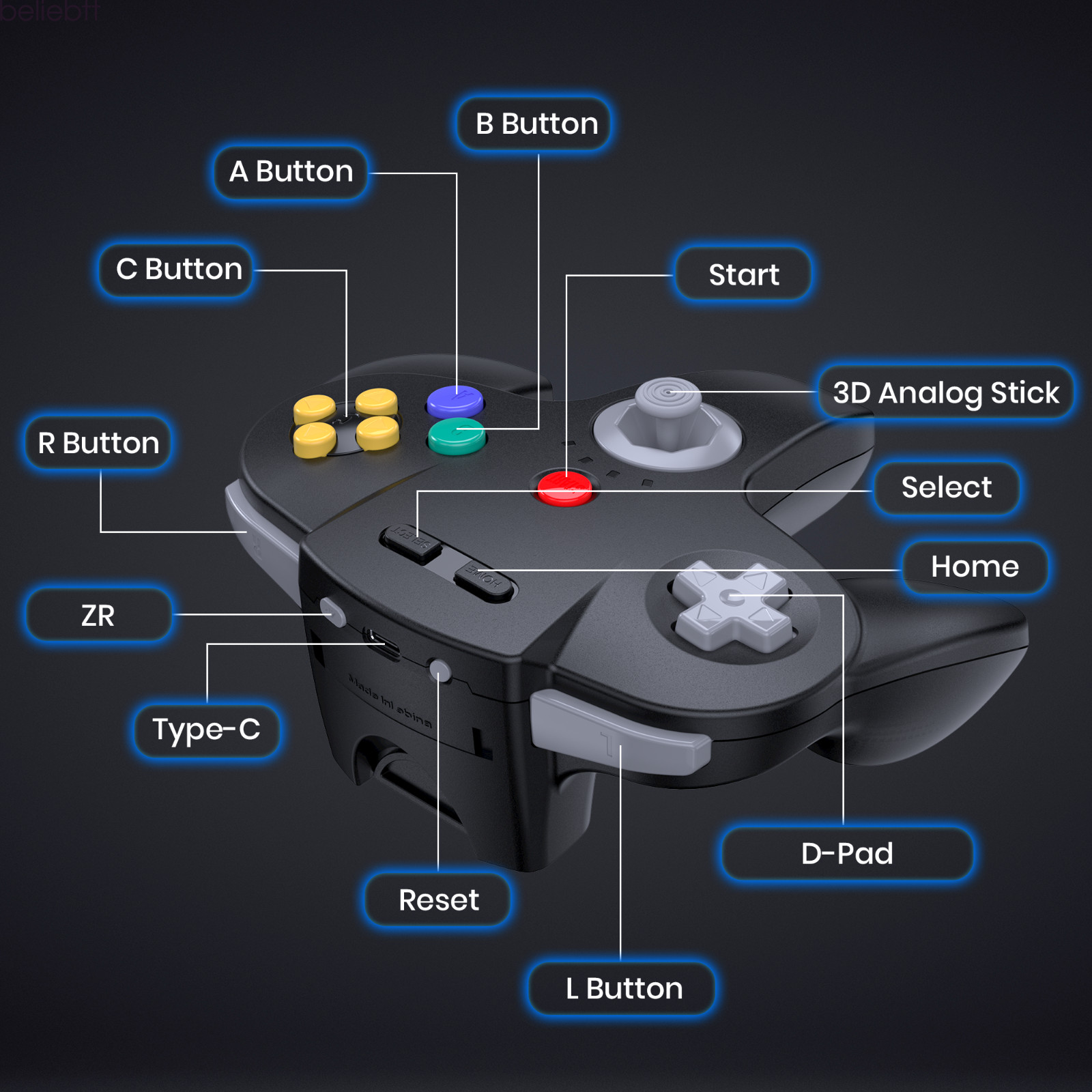 Wireless Switch Online N64 Controller for Switch PC Mac Steam iOS Raspberry Pi