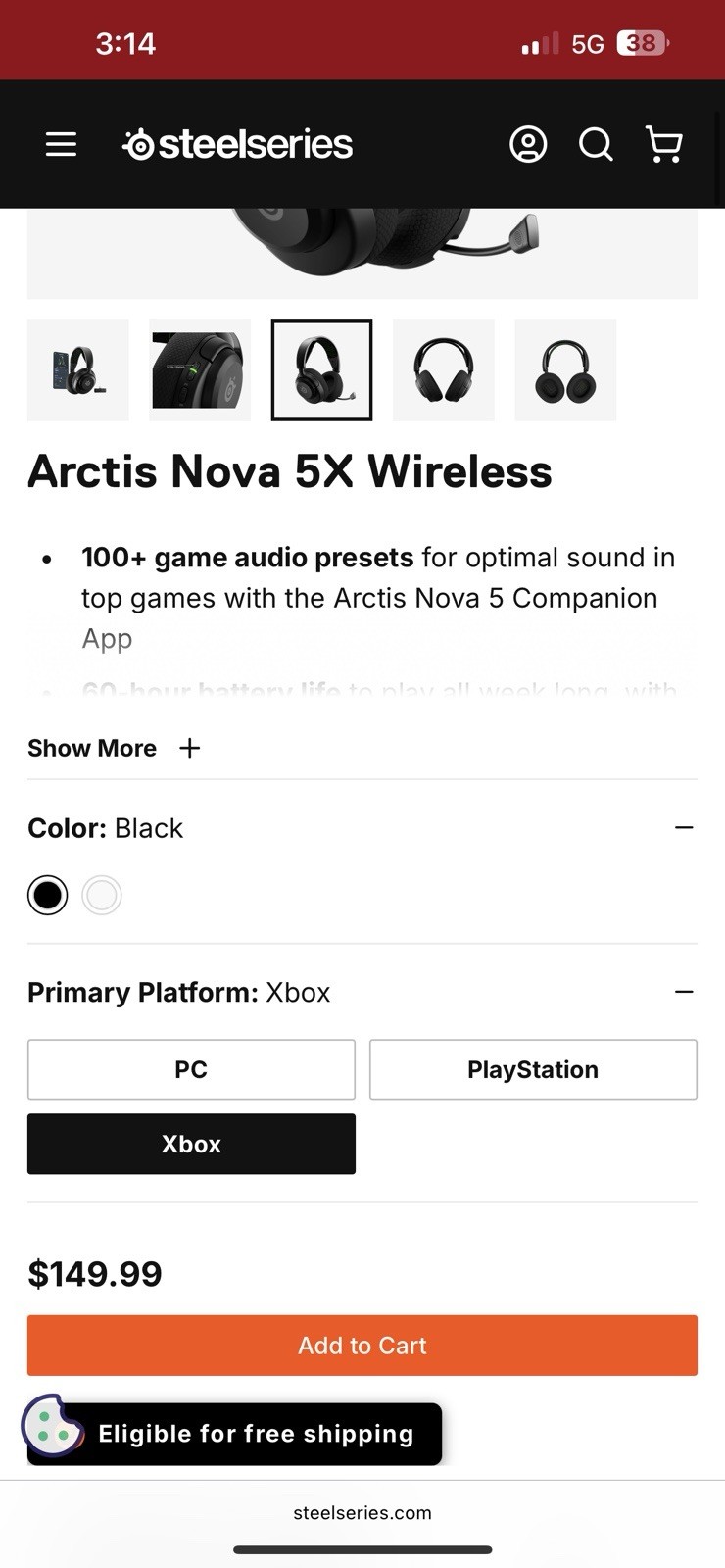 SteelSeries Arctis Nova 5X Wireless Gaming Headset Black