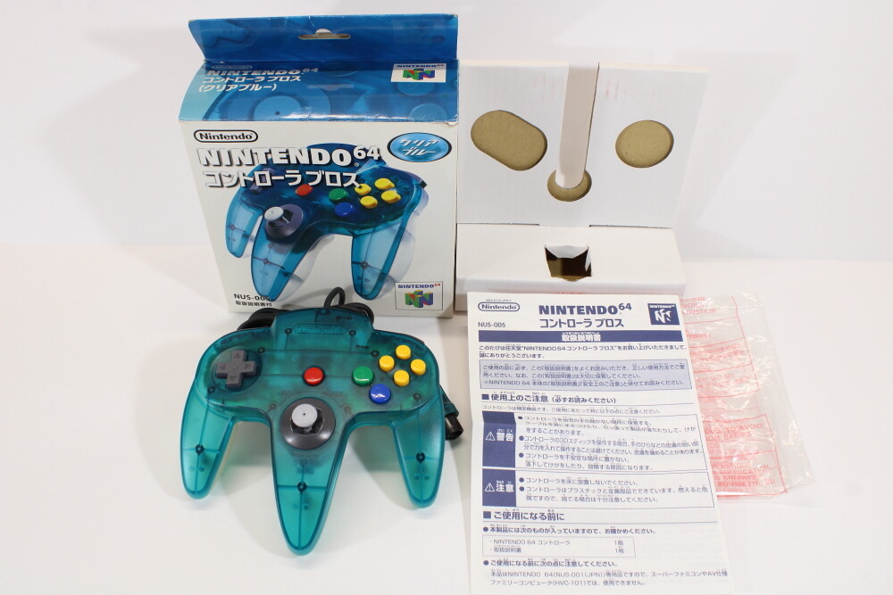 Official Nintendo 64 Controller N64 Ocean Blue Clear White Boxed OEM TIGHT STICK