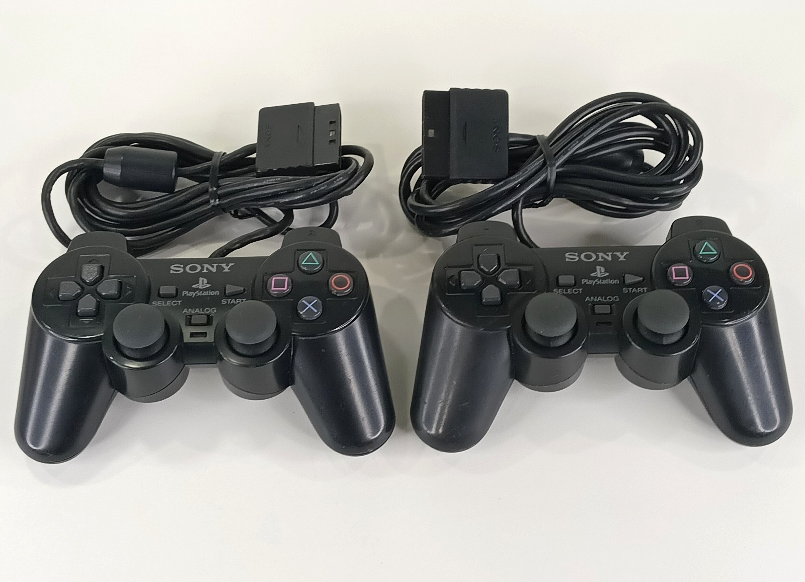 Sony PlayStation 2 PS2 Dual Shock 2 Controllers Lot of 2 SCPH-10010 Black TESTED