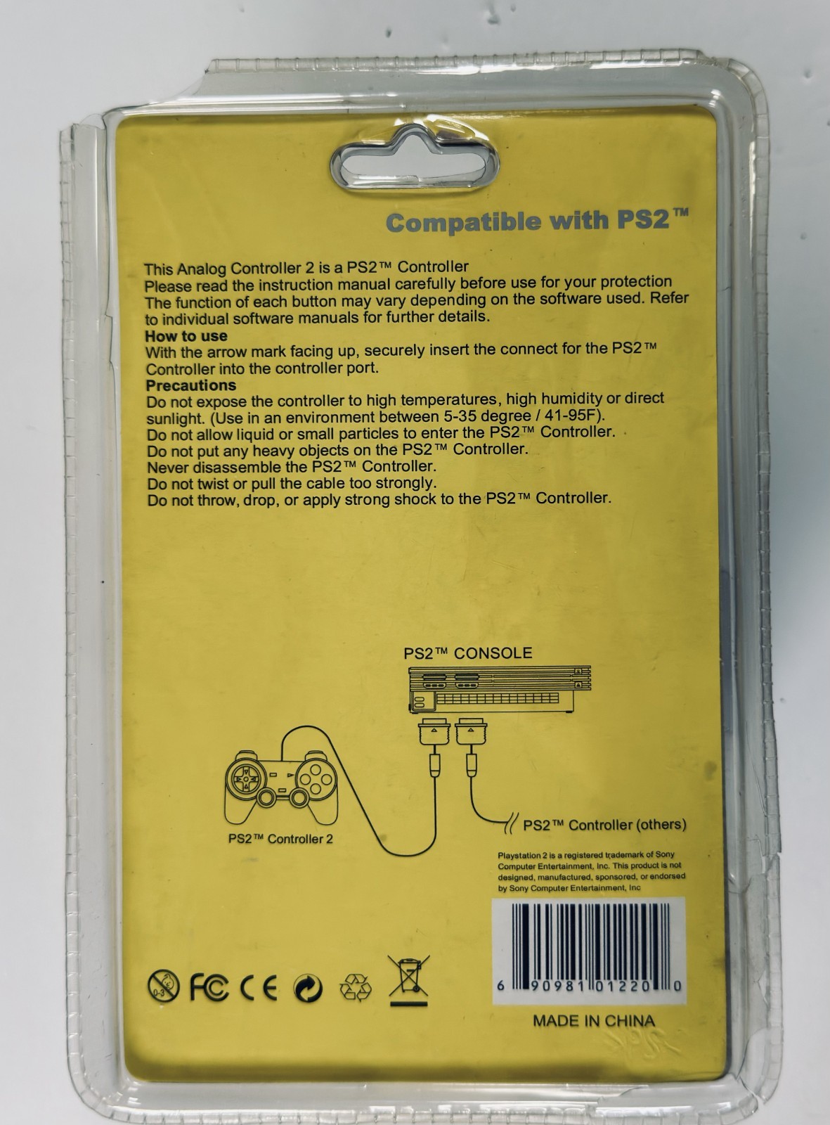 PS2 Wired Controller PlayStation 2 Compatible Analog Controller BLK NEW (PS001G1