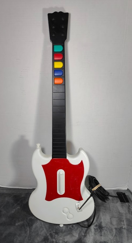 PlayStation 2 PS2 Guitar Hero Red White SG Controller Red Octane Tested Works #2