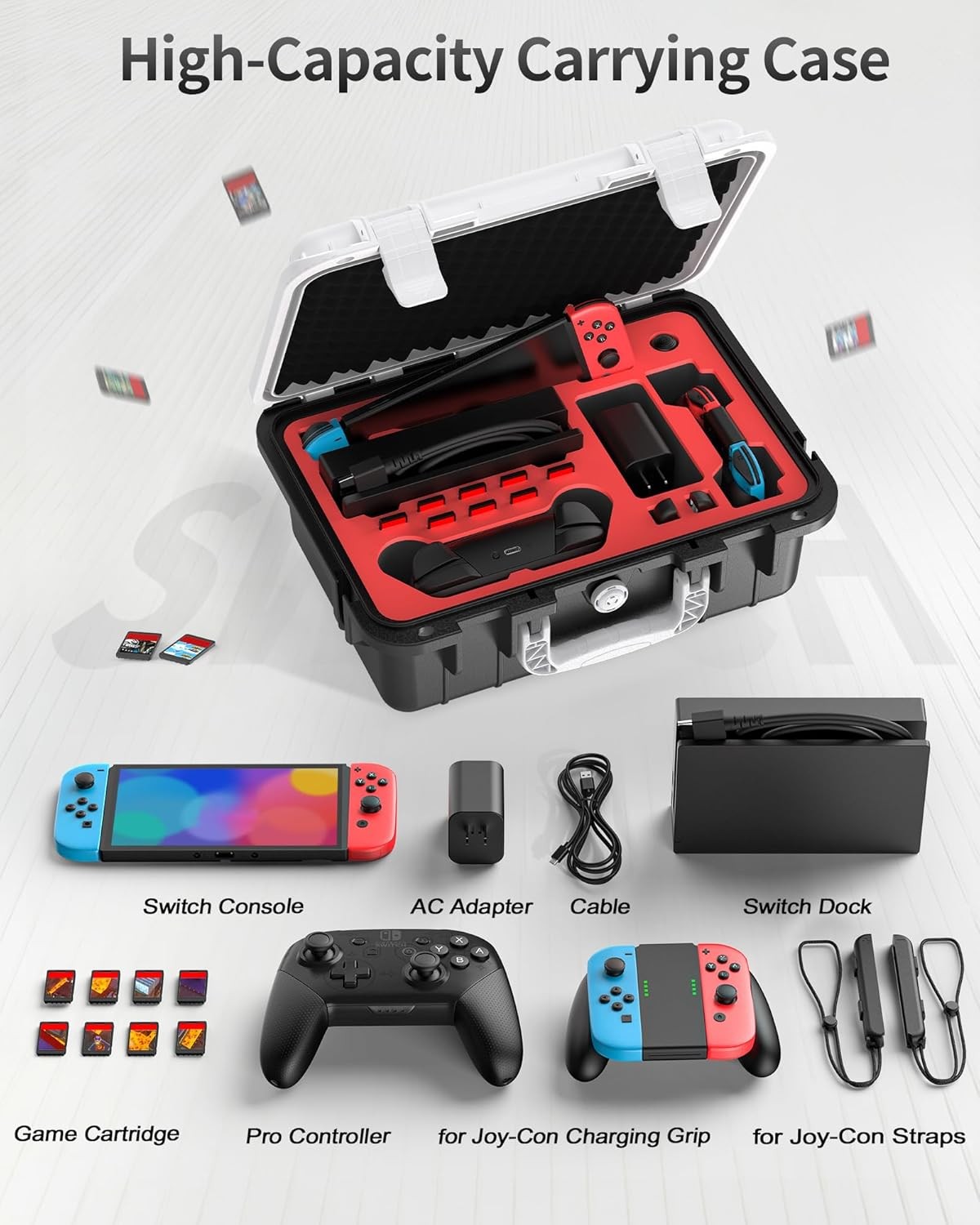 Hard Shell Carrying Case for Nintendo Switch OLED IP67 Waterproof Travel Storage
