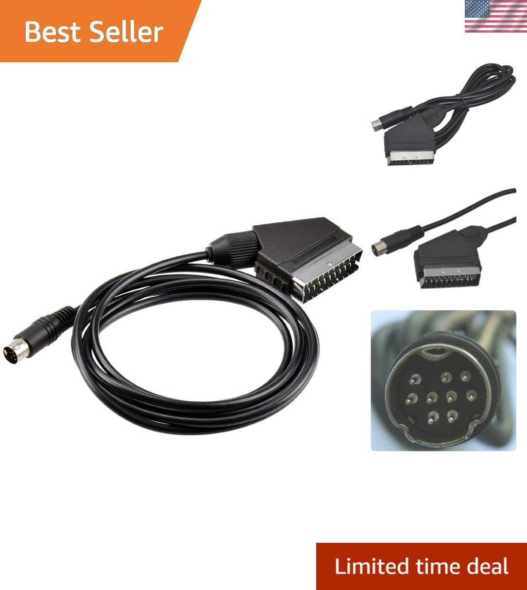 High-Quality 1.8M RGB SCART Cable for Seamless Sega Genesis 2 Television Use