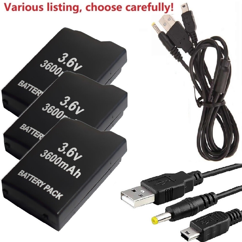 Rechargeable Battery + Charge Cable for Sony PSP-110 PSP-1001 PSP 1000 3600mAh