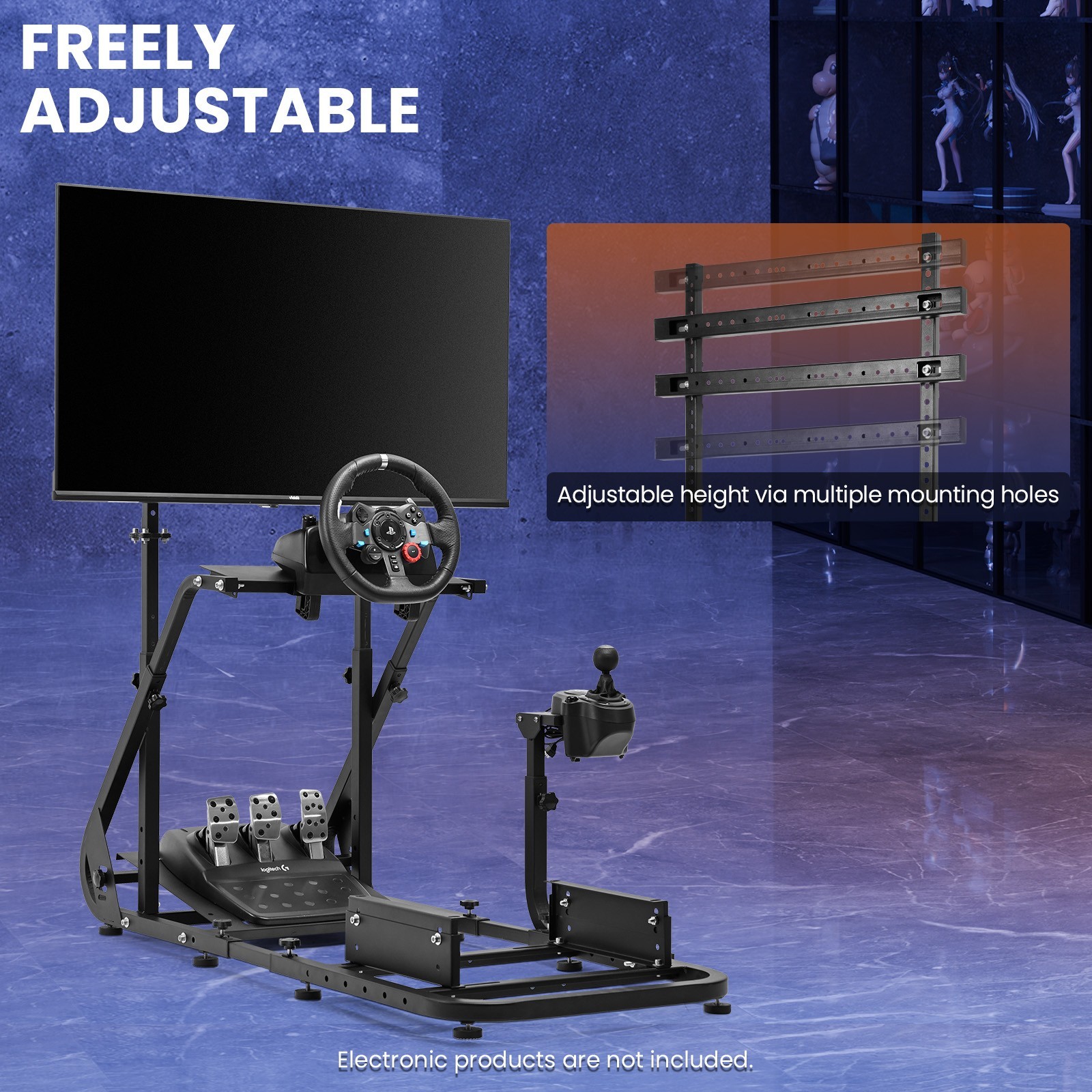 Minneer Racing Sim Cockpit Wheel Stand with Monitor Stand Fit Logitech Fanatec