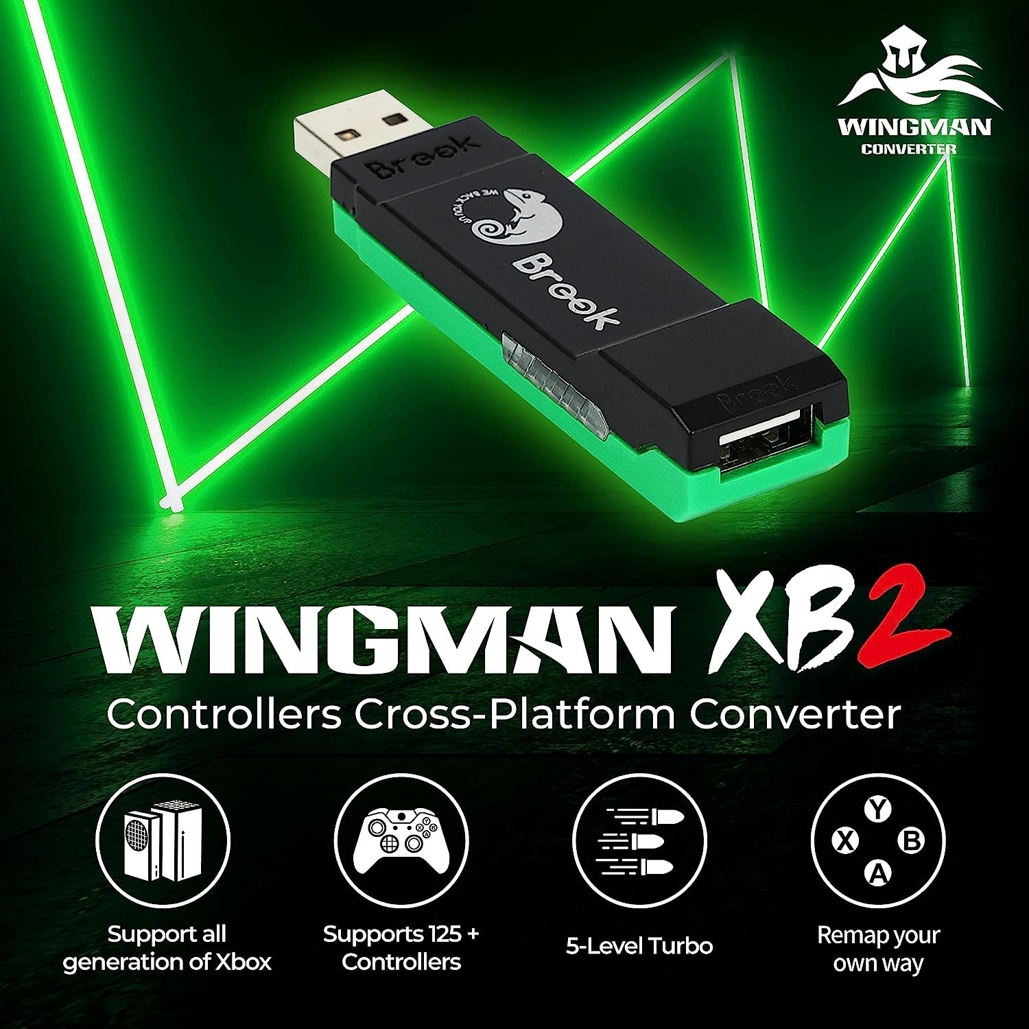 Brook Wingman XB 2 Converter – Wireless Controller Adapter Xbox PC Remap Turbo
