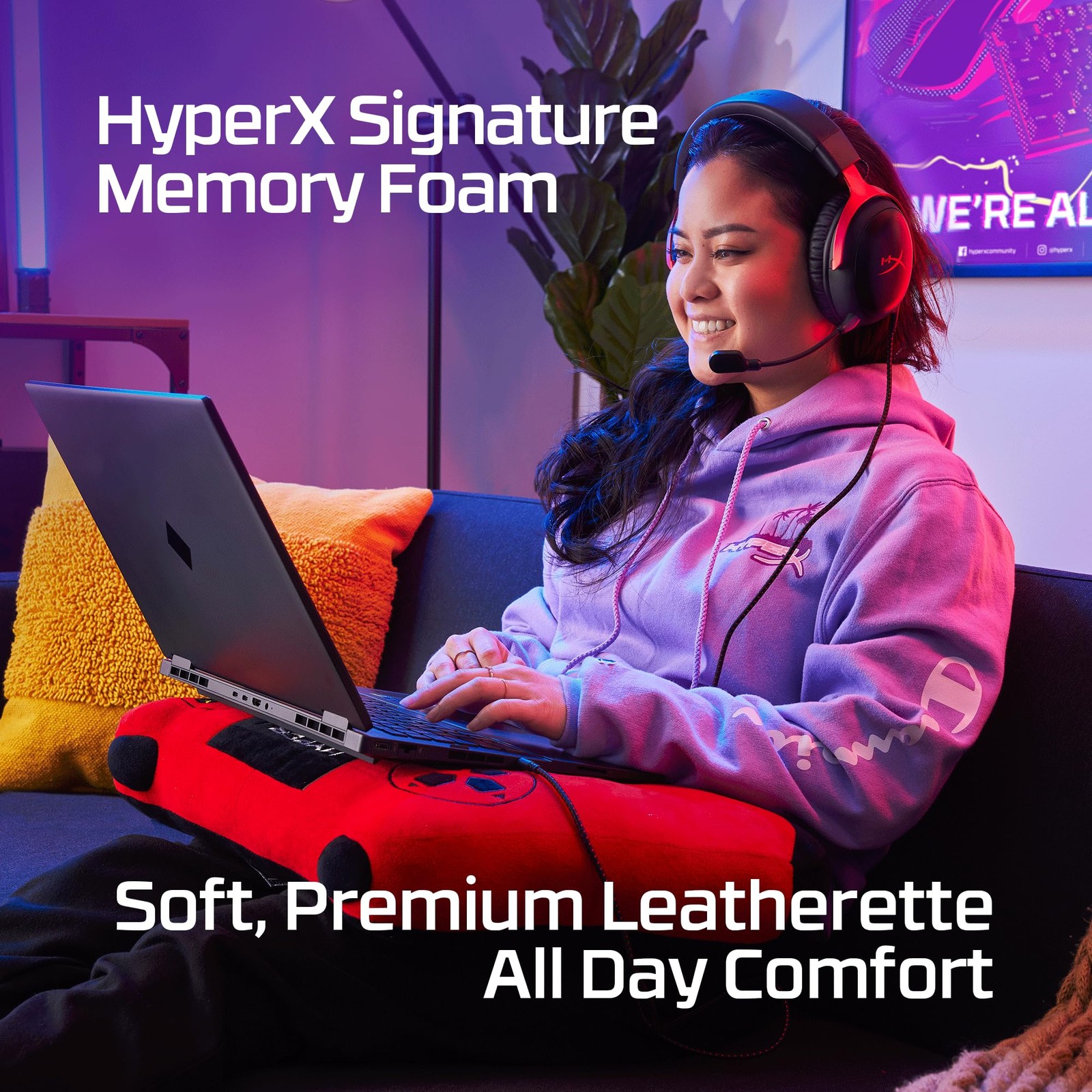 Gaming Headset Wired 53mm Drivers Memory Foam USB C 3.5mm HyperX Led USB-A