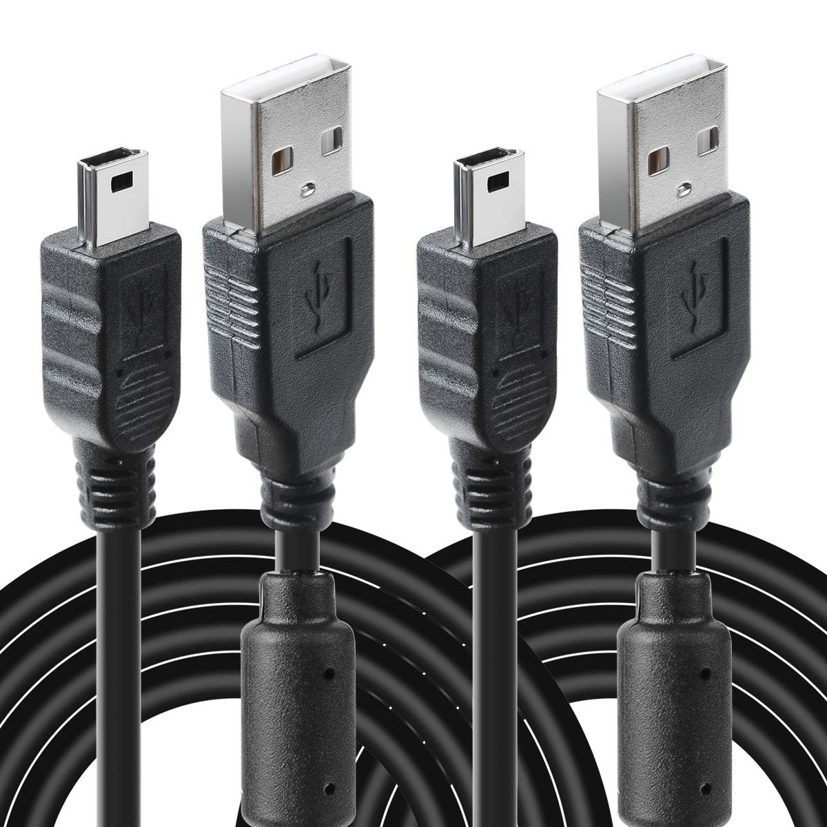 VSEER 2 Pack 10Ft PS3 Controller Charger Cable – Mini USB Data Charging Cord for