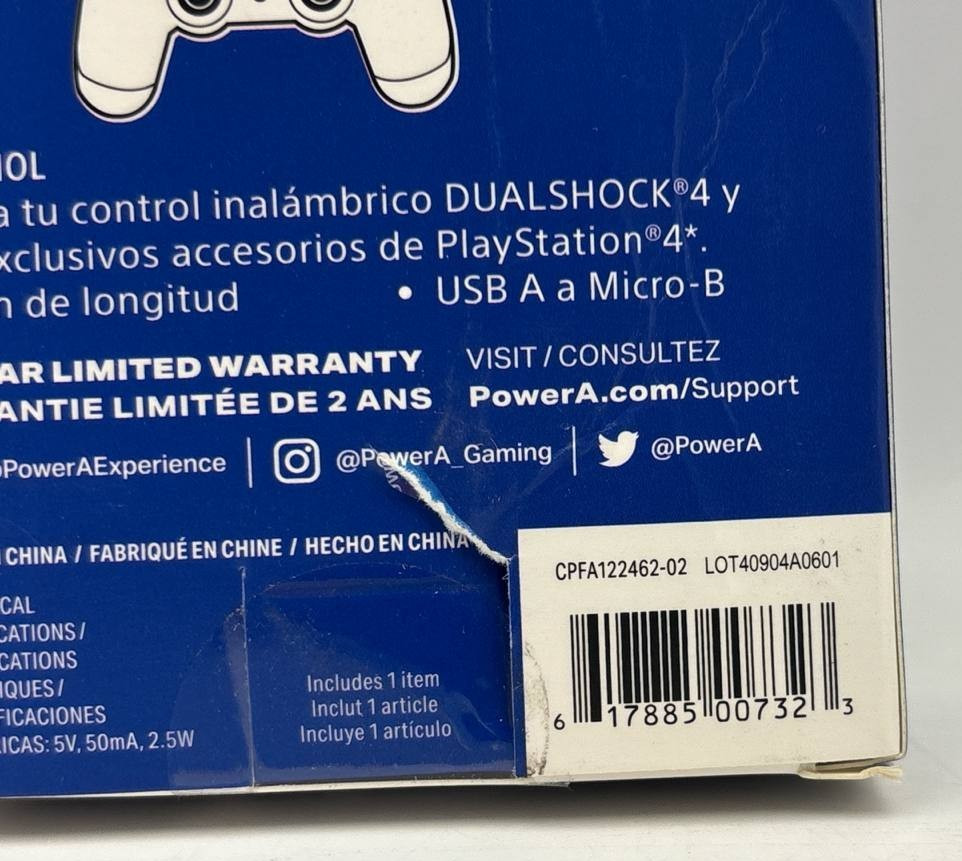 PowerA USB A to Micro USB Cable 2M for PS4 Controller Charging Data Cord OEM