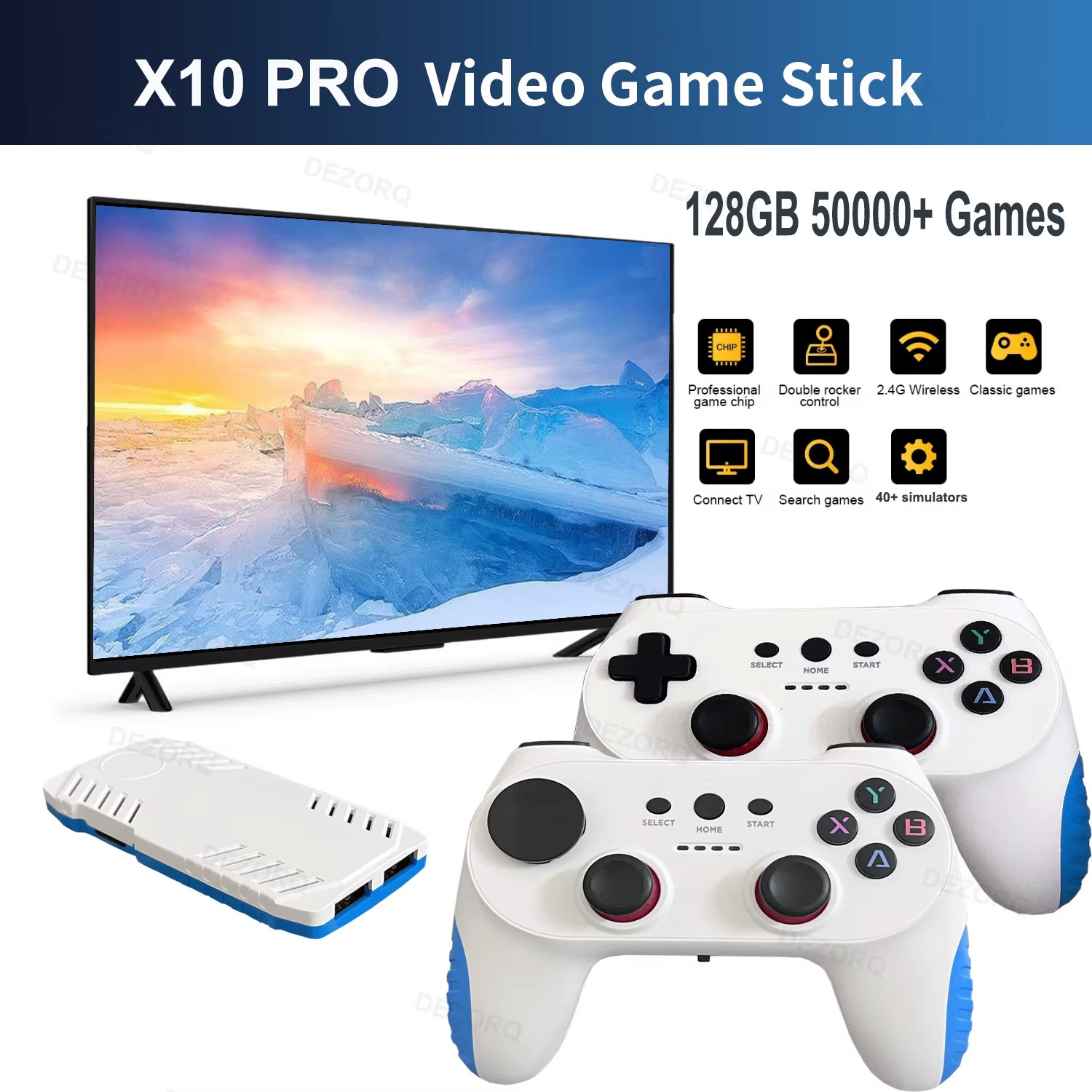 128G Game Stick X10 Pro 4K Video TV Game Console Wireless Gamepads Video Game