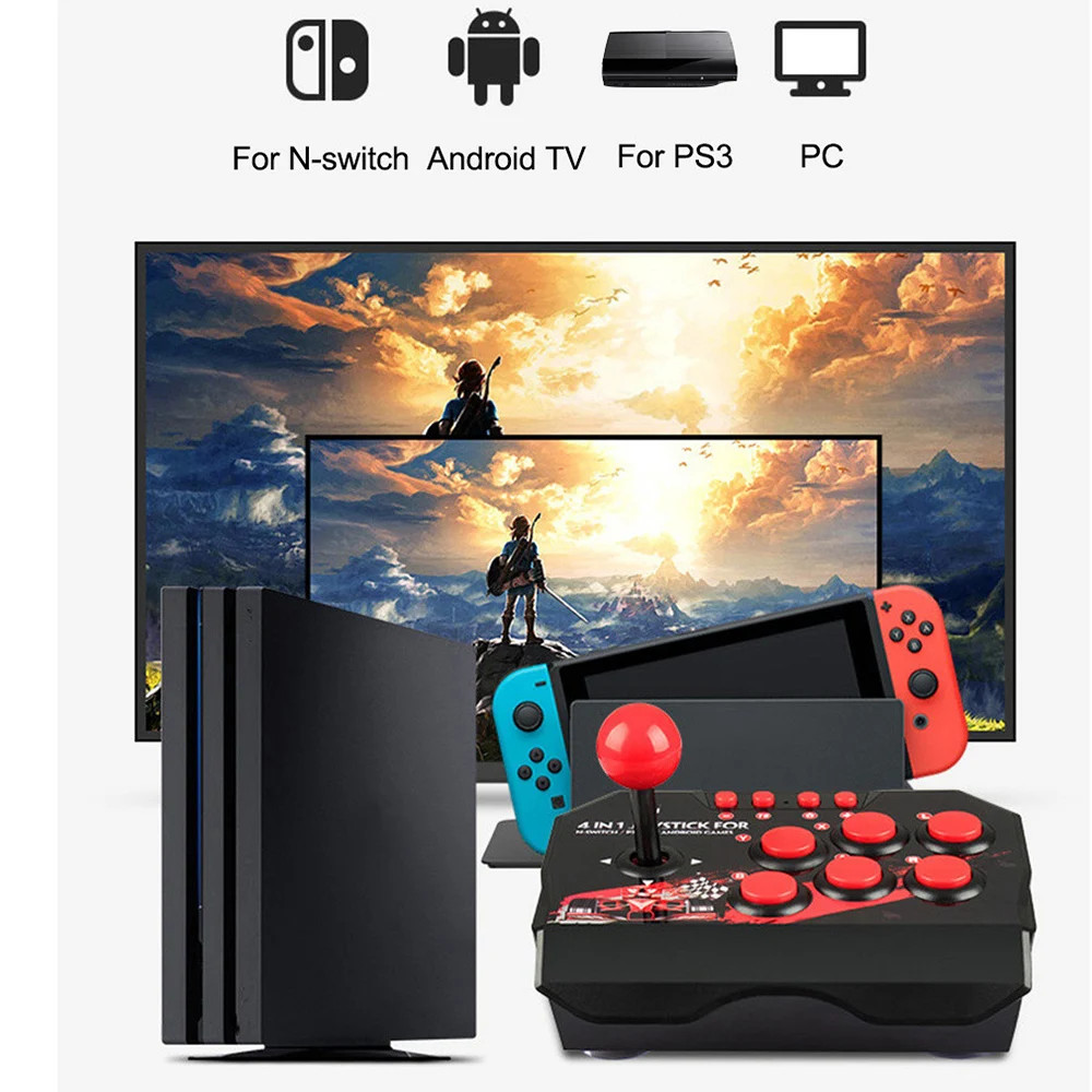 4-in-1 Arcade Fight Stick Joystick Turbo Controller for Switch PS3 PC Android