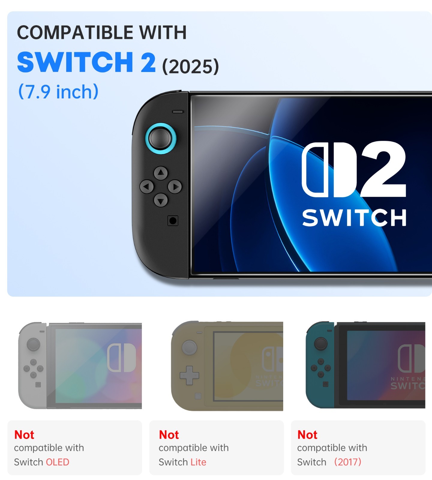 3 Pack 9H Ultra-Thin HD Screen Protector Tempered Glass For Nintendo Switch 2