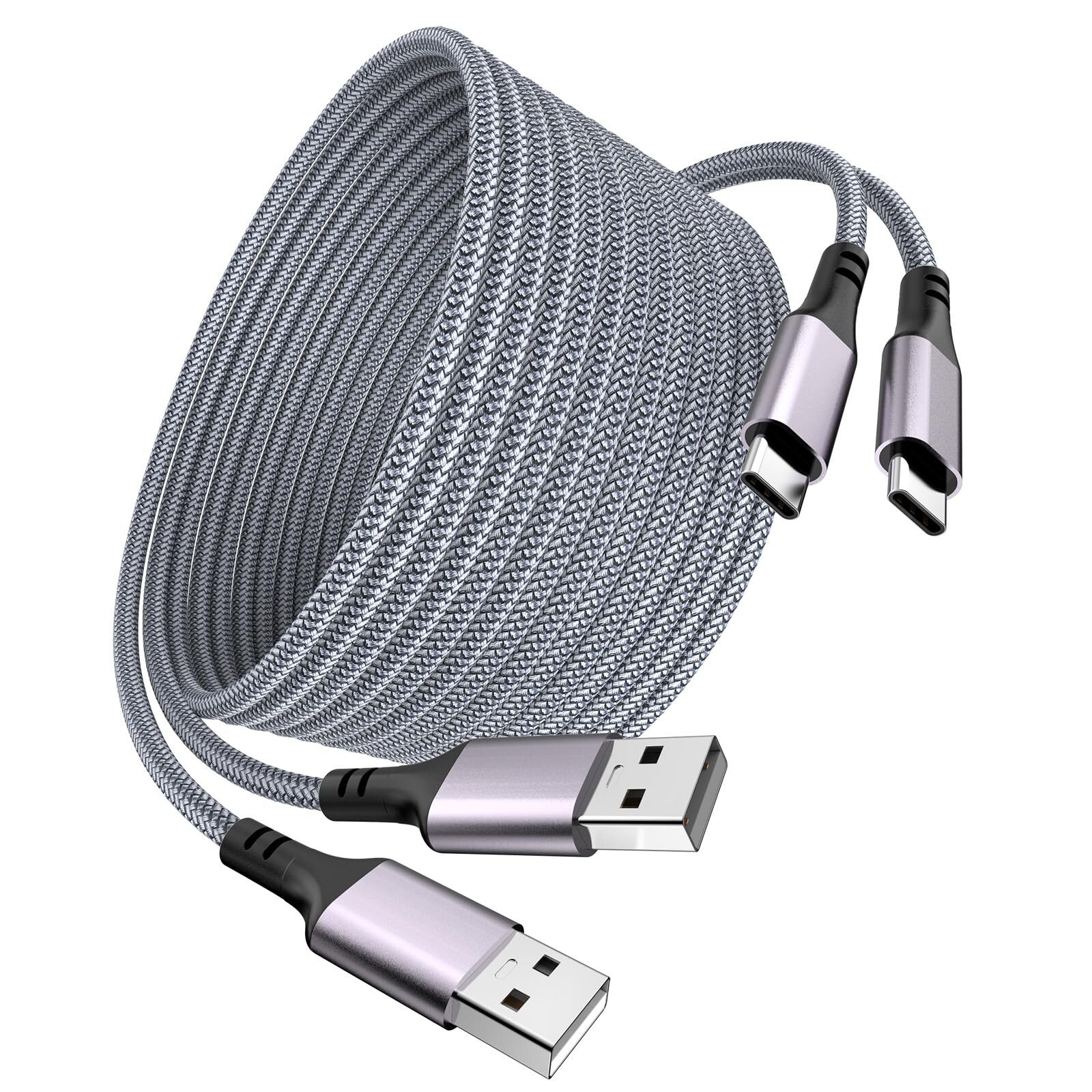 2 Pack 16Ft Extra Long USB Type-C Charging Cable for PS5 Nintendo Galaxy