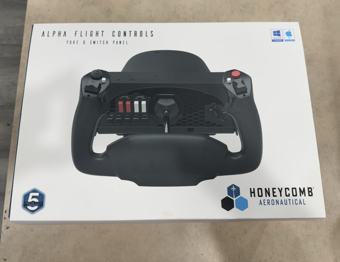 Honeycomb Aeronautical Alpha Flight Controls Yoke &. Switch Panel.