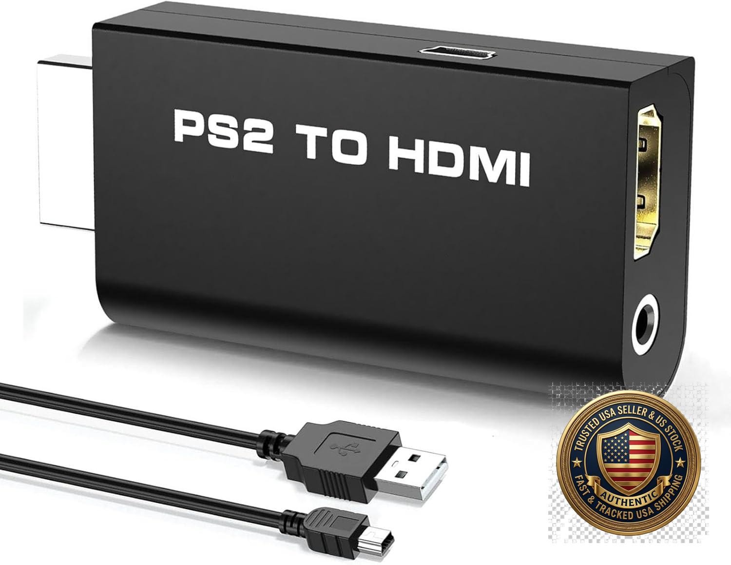 PS2 to HDMI Converter Adapter Video Output 3.5mm Audio Cable