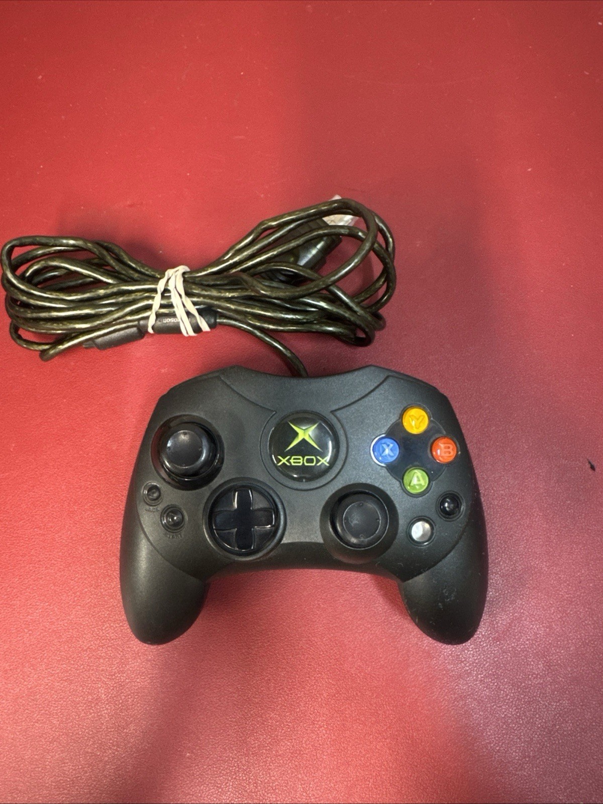 Microsoft Original Xbox Controller OEM S Type Wired Black w/ Breakaway Tested
