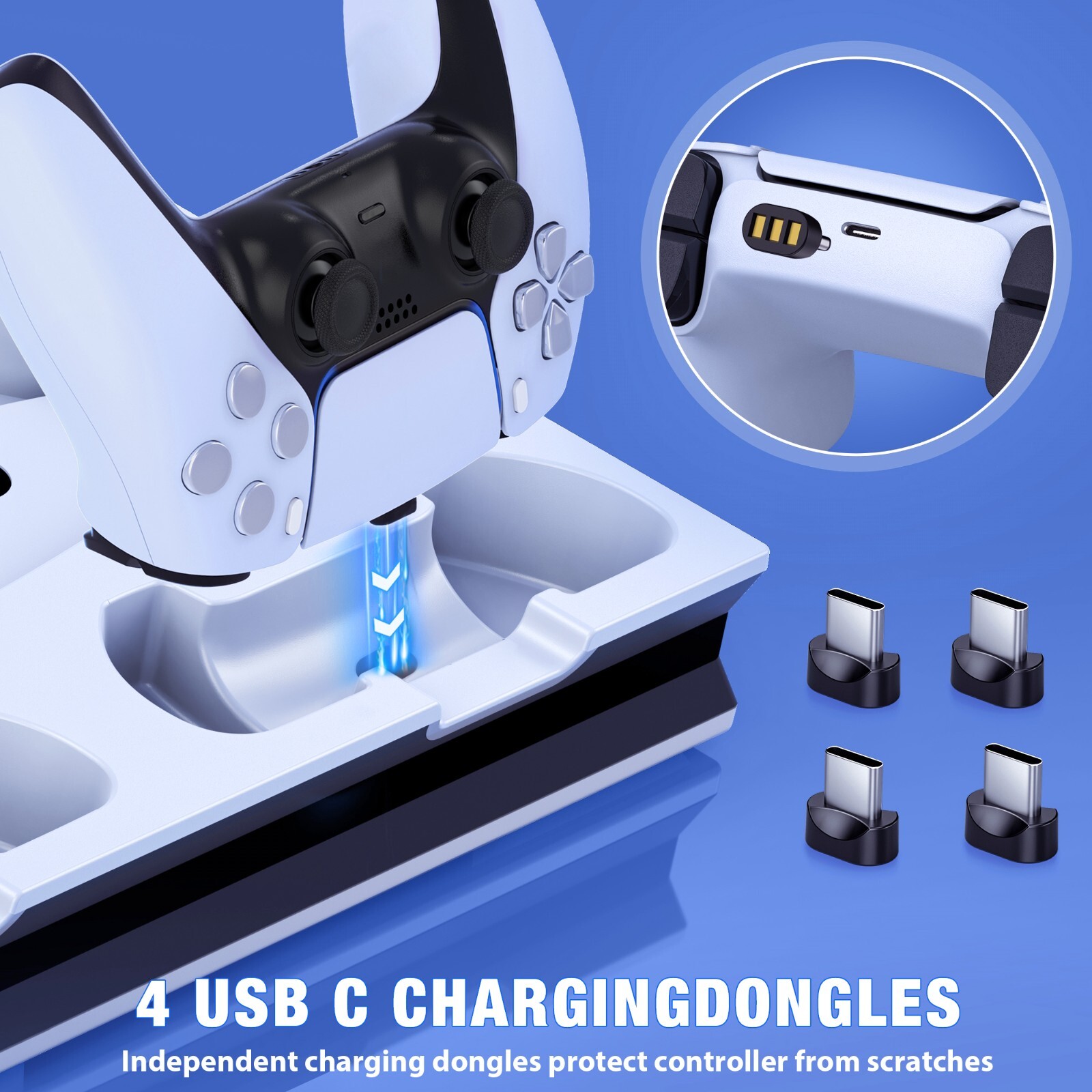 For PS5 Slim&PS5 Edition/Disc Dual Controller Charger Station Stand Cooling Fan
