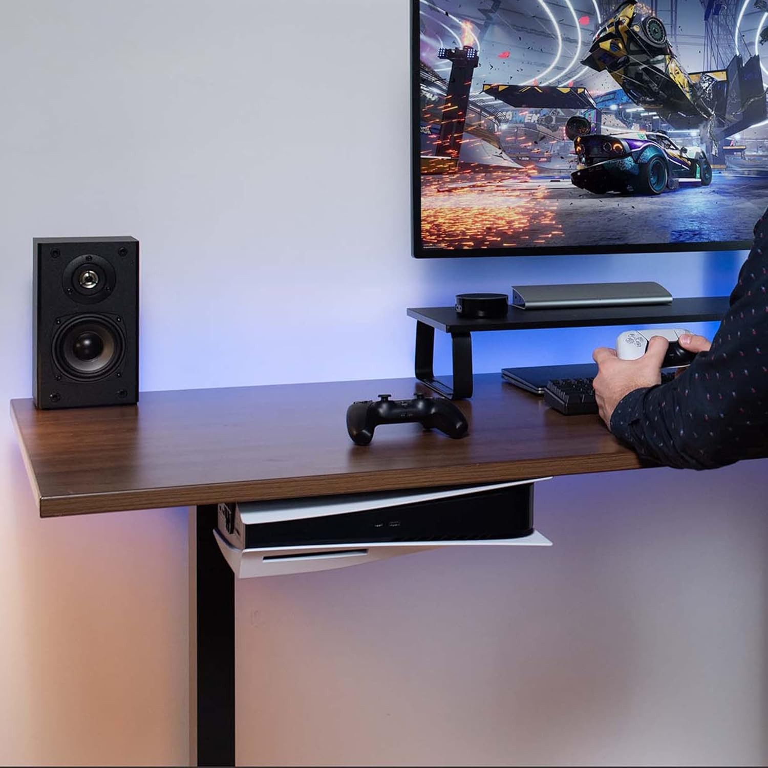 VIVO 2-in-1 Wall and Under Desk Mount Bracket Designed for PS5 White