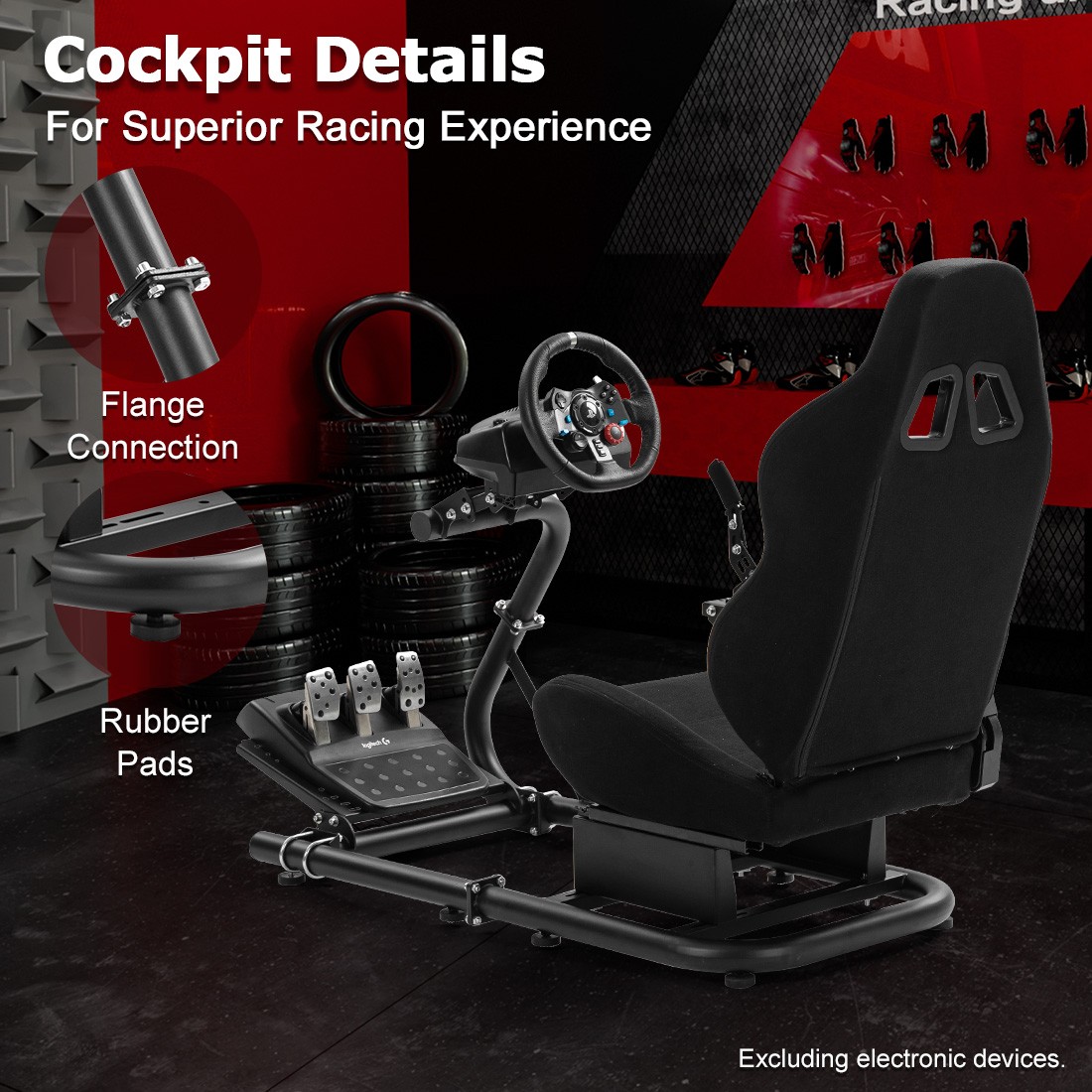 Zootopo Semi Open Racing Sim Cockpit With Black Seat Fits Logitech Thrustmaster