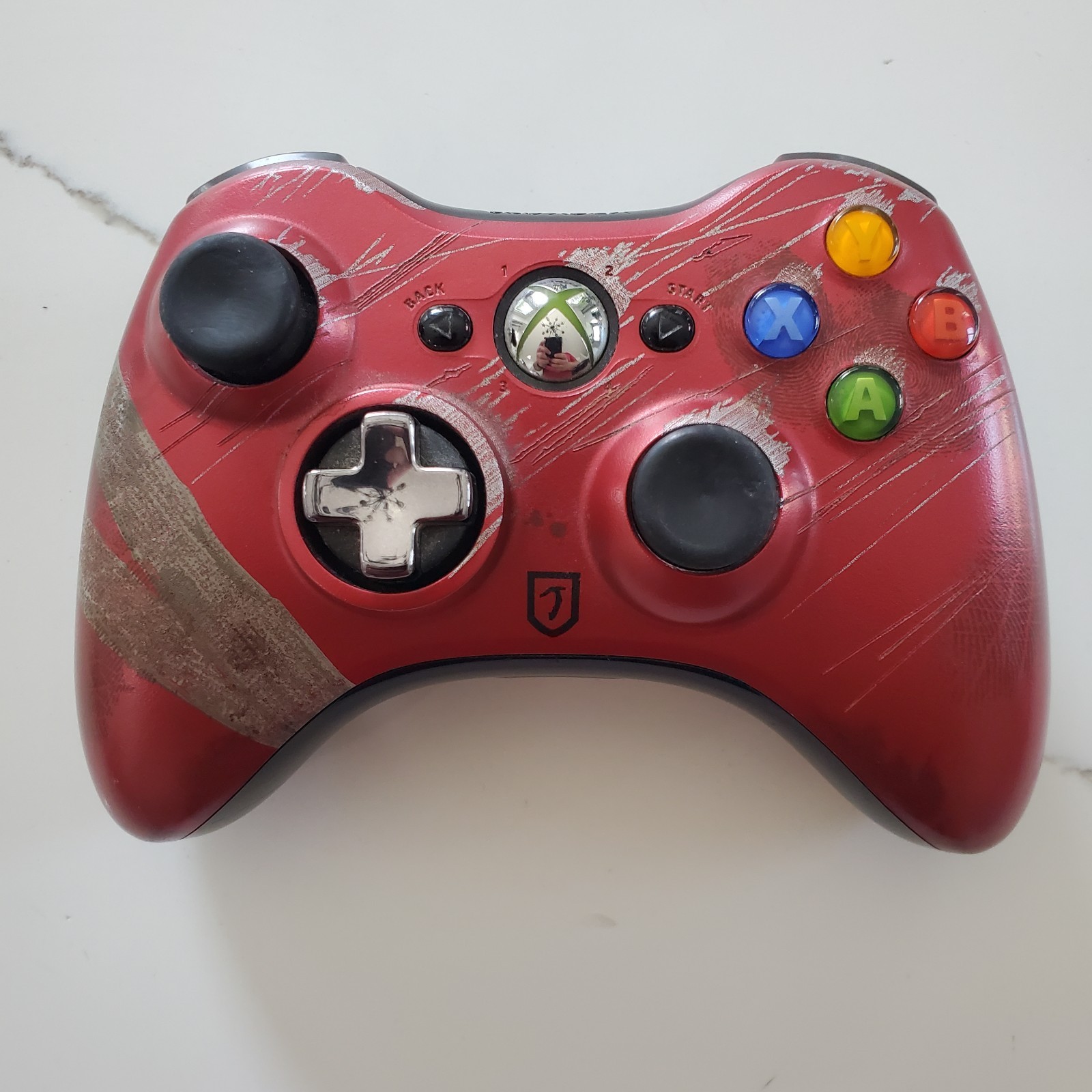 Original Microsoft Xbox 360 OEM Tomb Raider Red Controller w/ Battery Pack