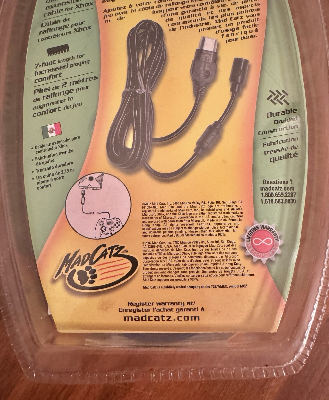 Mad Catz 7 Ft. Controller Extension Cable for Original Xbox *New in Package*