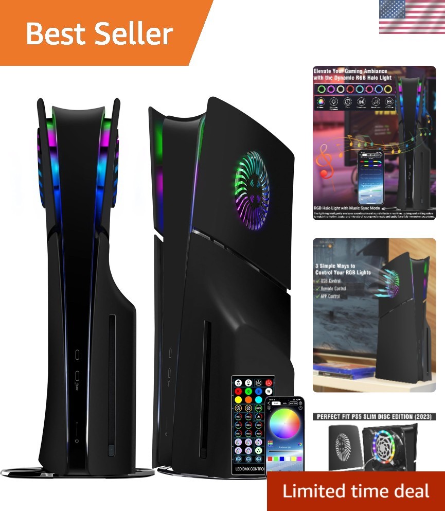 Elegant PS5 Slim Faceplate with RGB Ring – Anti-Scratch & Dustproof 2023
