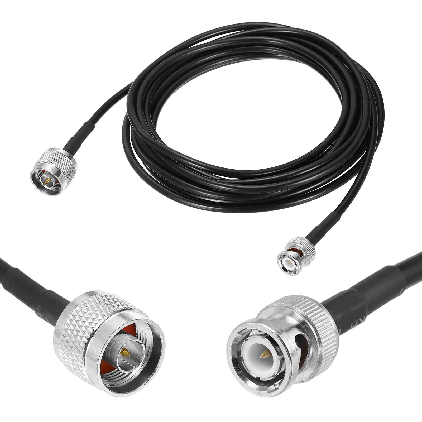 Black RG58 N Type to BNC Cable 15ft, 50 Ohm BNC Male to N Male Coax Cable