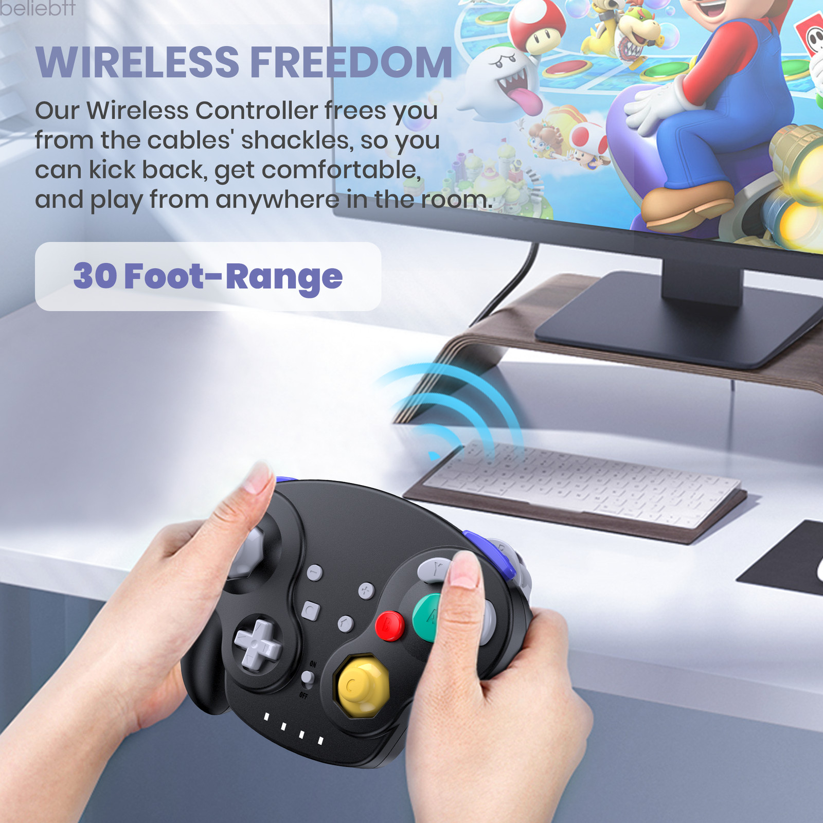 Wireless NFC Gamecube Style Controller for Switch 1/2 PC -/Rumble /Gyro Axis