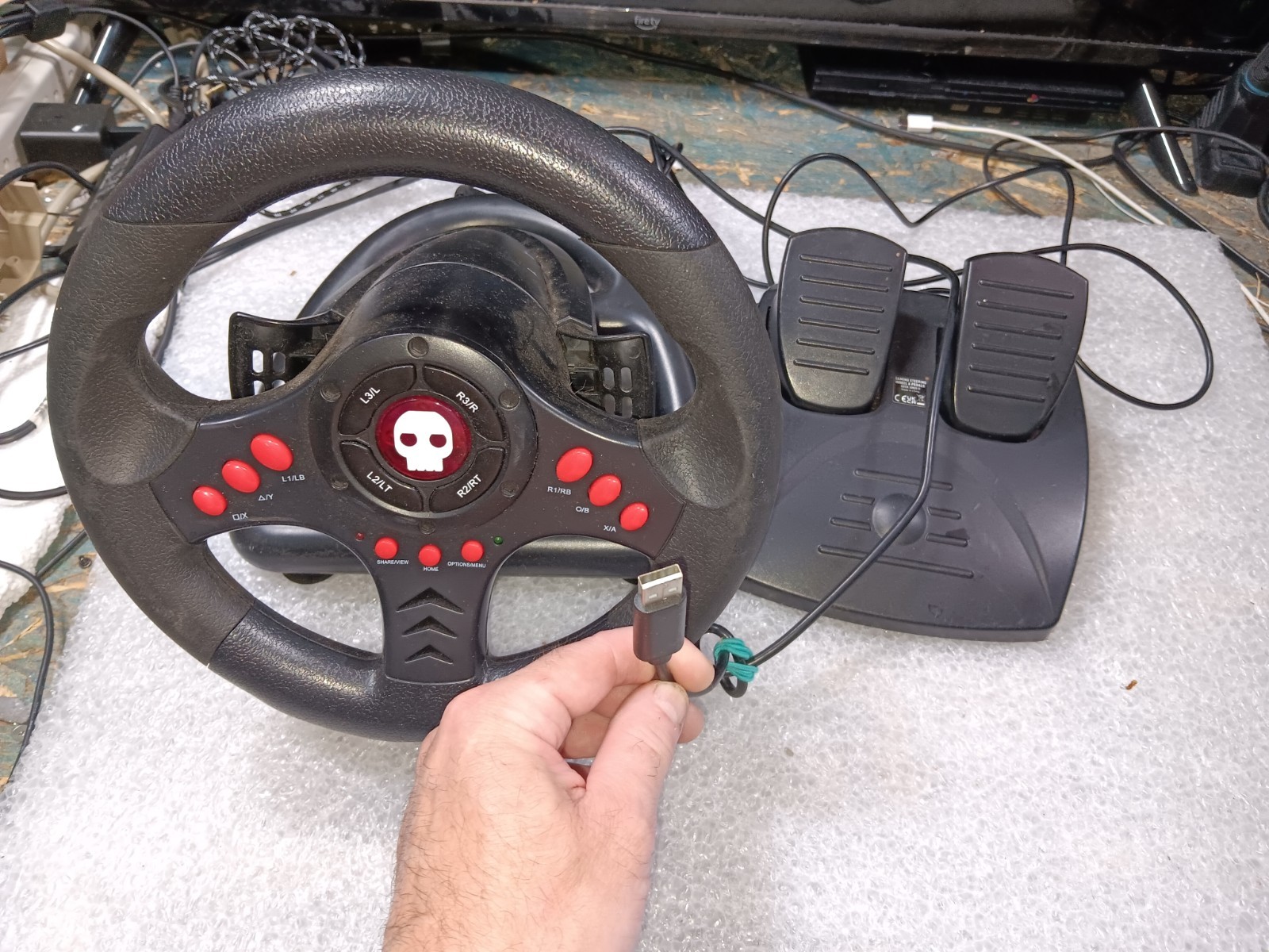 RUBBER ROAD EXACT USB Racing Wheel & PEDDLE ONLY-UNTESTED-UNKNOWN-DUSTY-PARTS