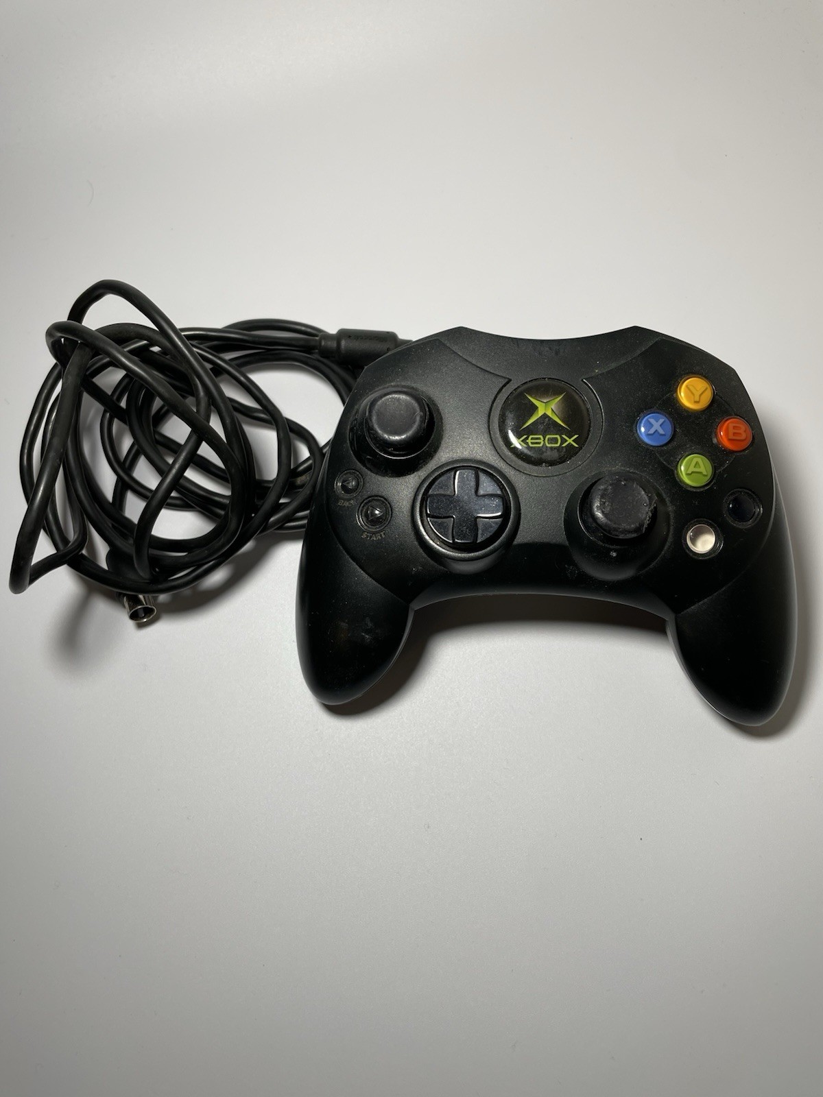 Microsoft Xbox Controller S Black Wired Tested Works No Breakaway Cable OEM