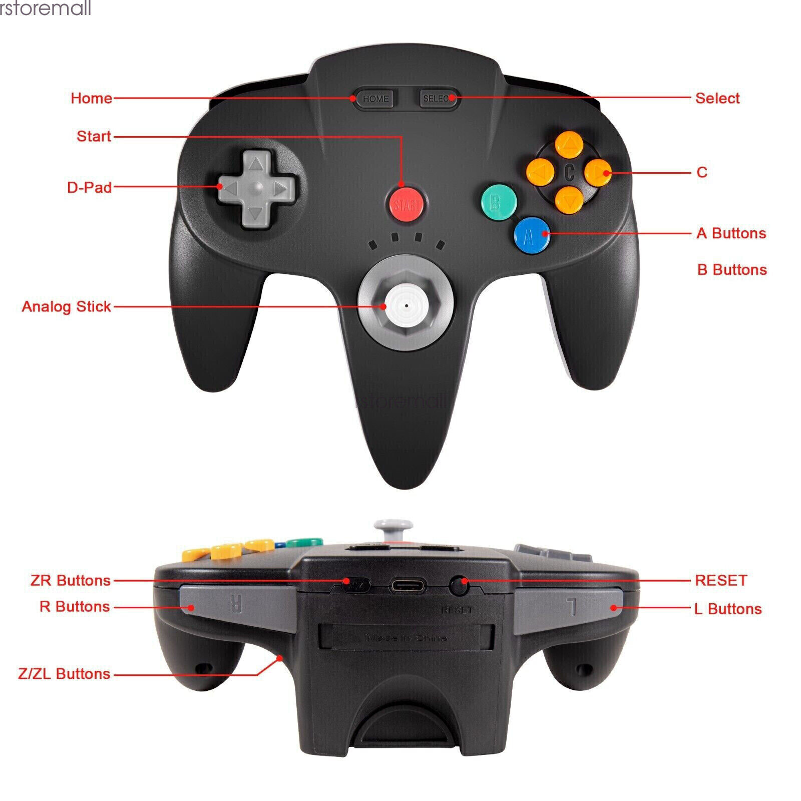 Wireless Controller for Nintendo 64 N64 Console /PC Windows Switch w/ Rumble Pak