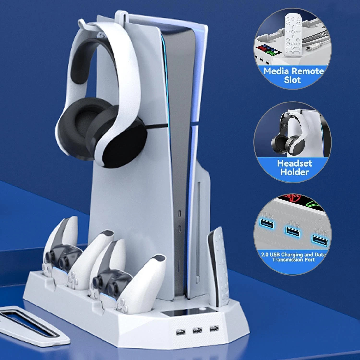 PS5 Slim Stand Cooling Fan,PS5 Controller Charging Station for Sony Playstation5