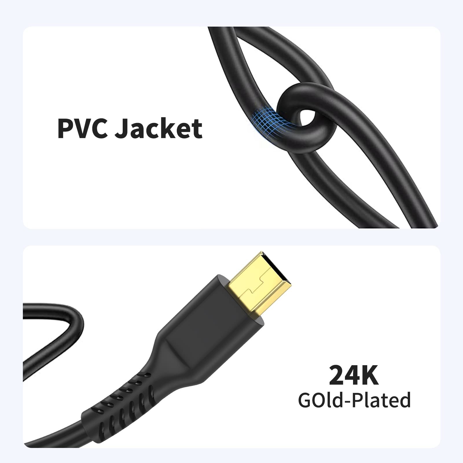 Mini USB Cable 3ft Standard 2.0 Type A to B Male Charger Data Sync Power Cord